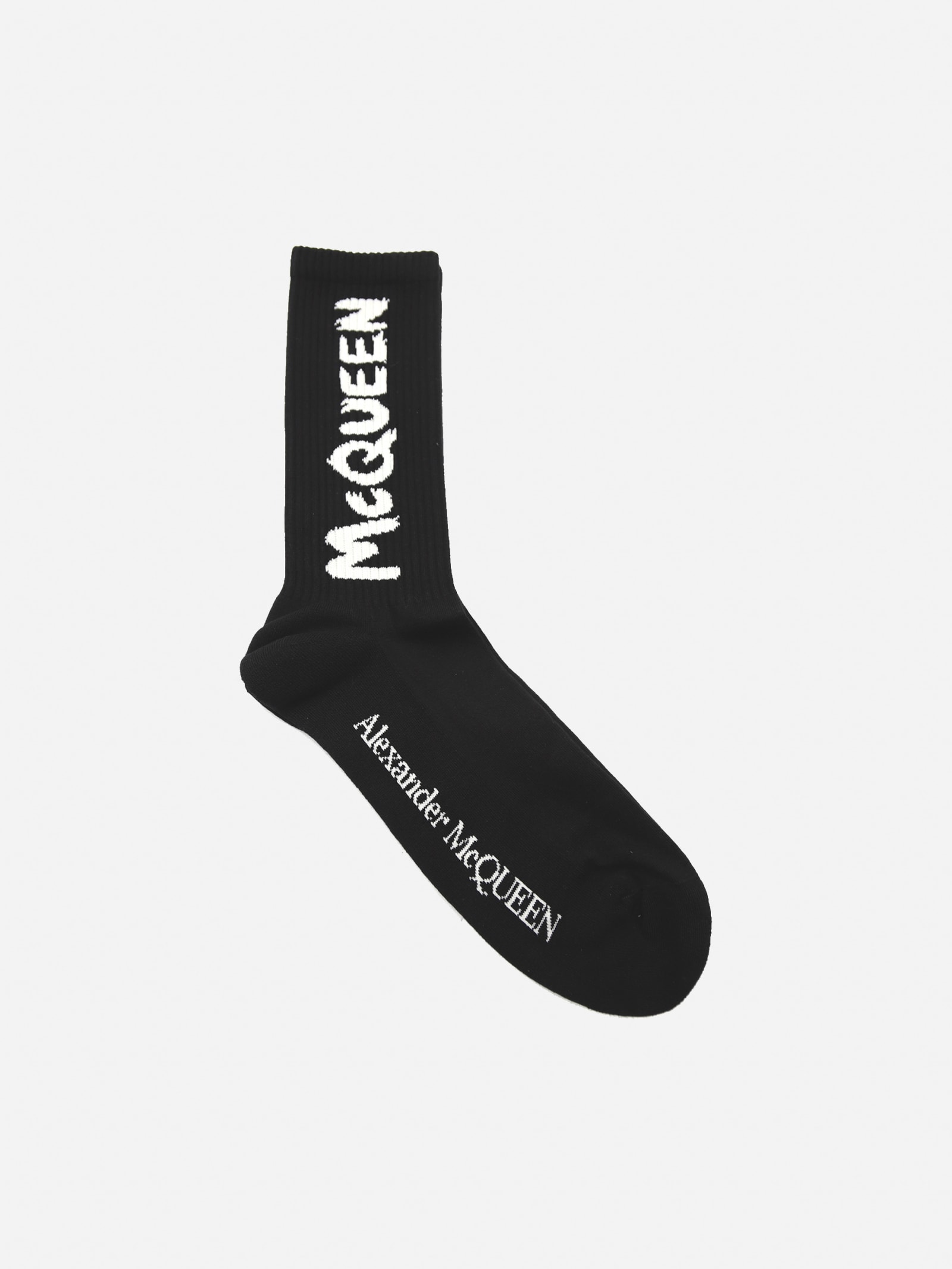 Alexander McQueen Cotton Blend Socks With Contrasting Logo Print