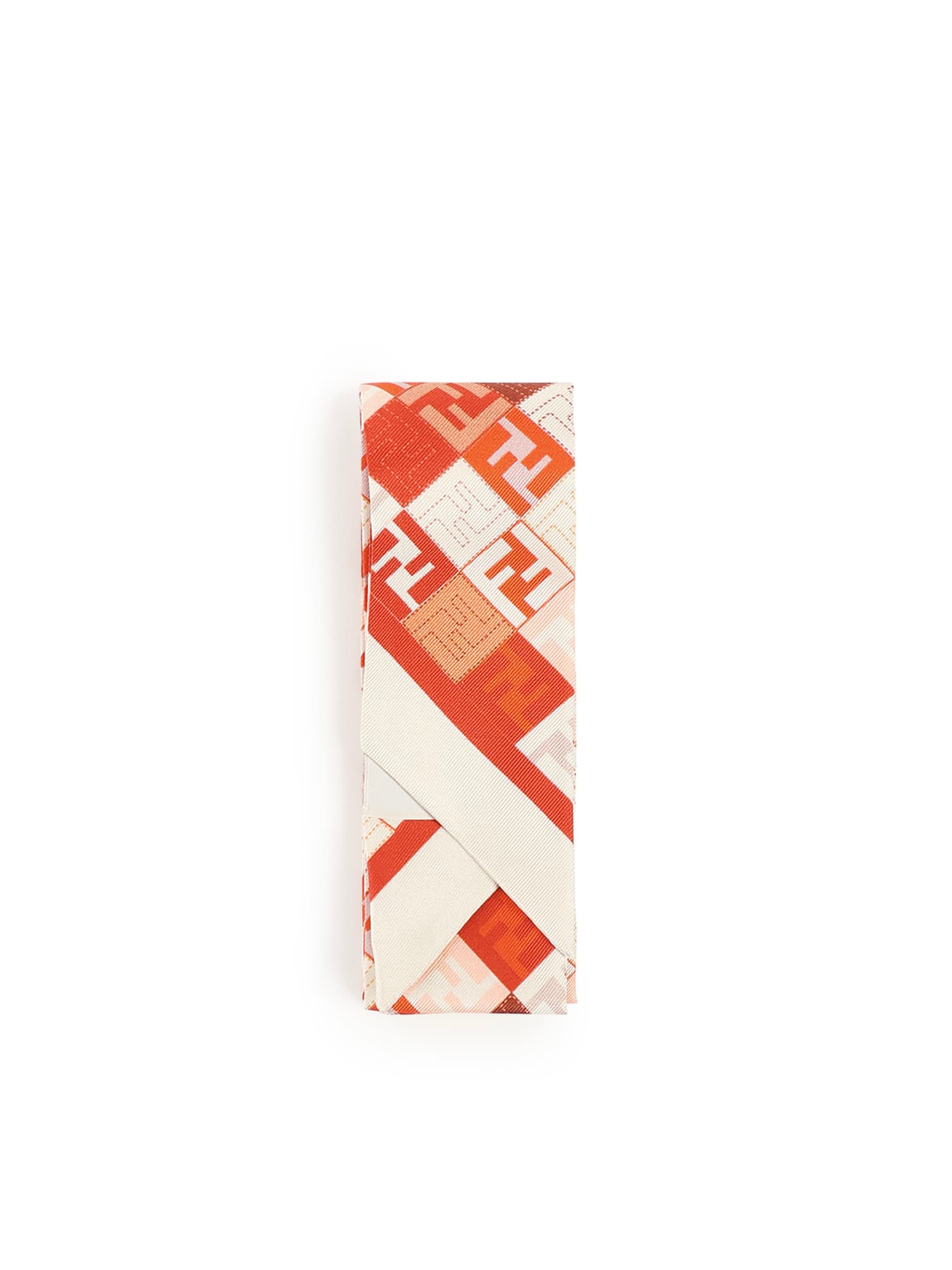 Fendi Ff Jacquard Silk Bandeau In Orange