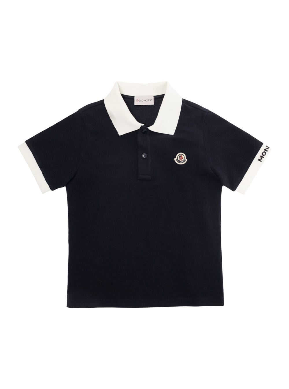 Moncler Logo Patch Cotton Piquet Polo Shirt In Blue