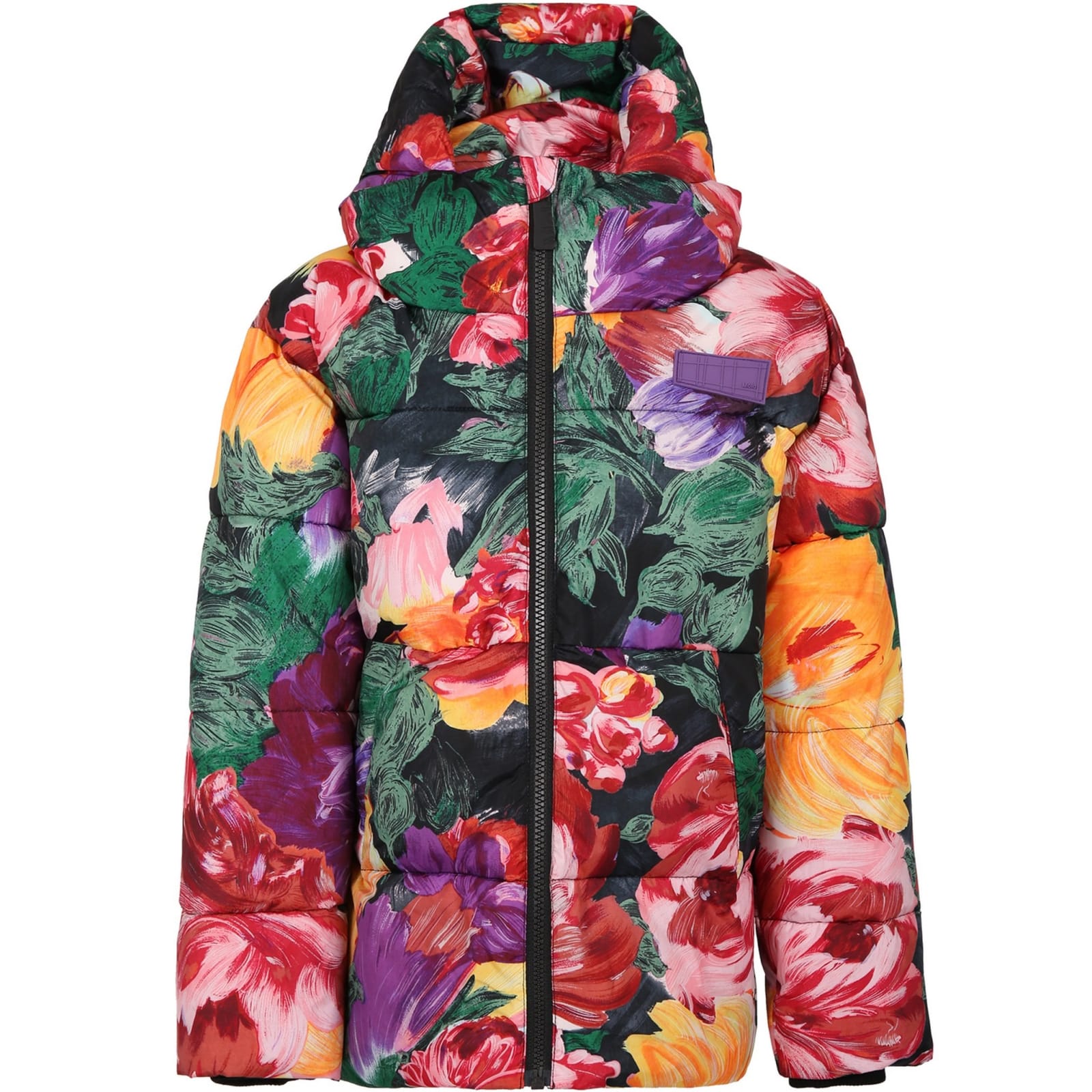 MOLO MULTICOLOR DOWN JACKET FOR GIRL WITH FLORAL PRINT