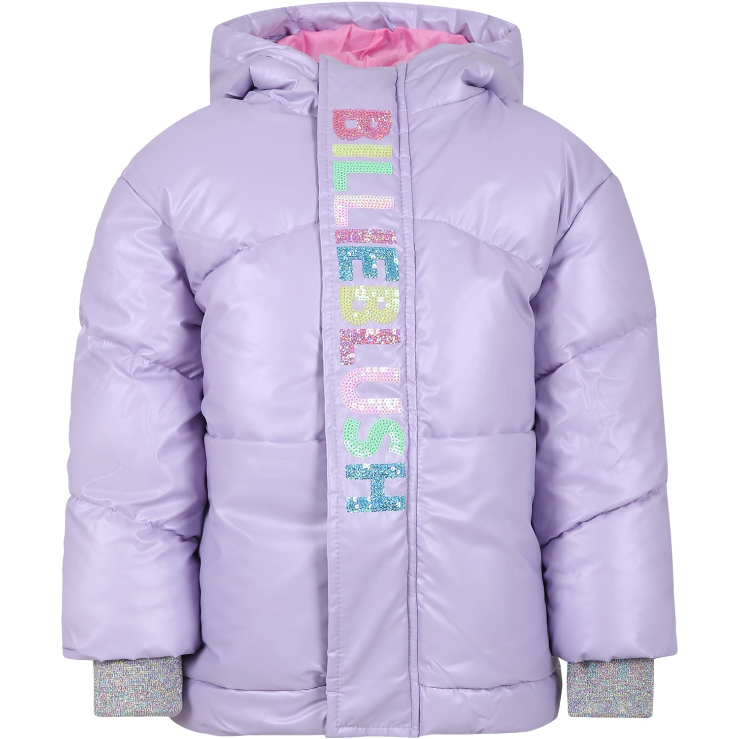BILLIEBLUSH LILAC PADDED COAT WITH SEQUINED LOGO FOR GIRL