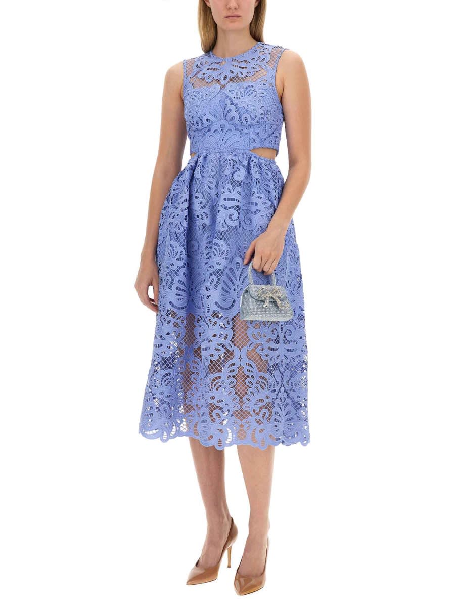 Shop Self-portrait Midi Dress In Baby Blue