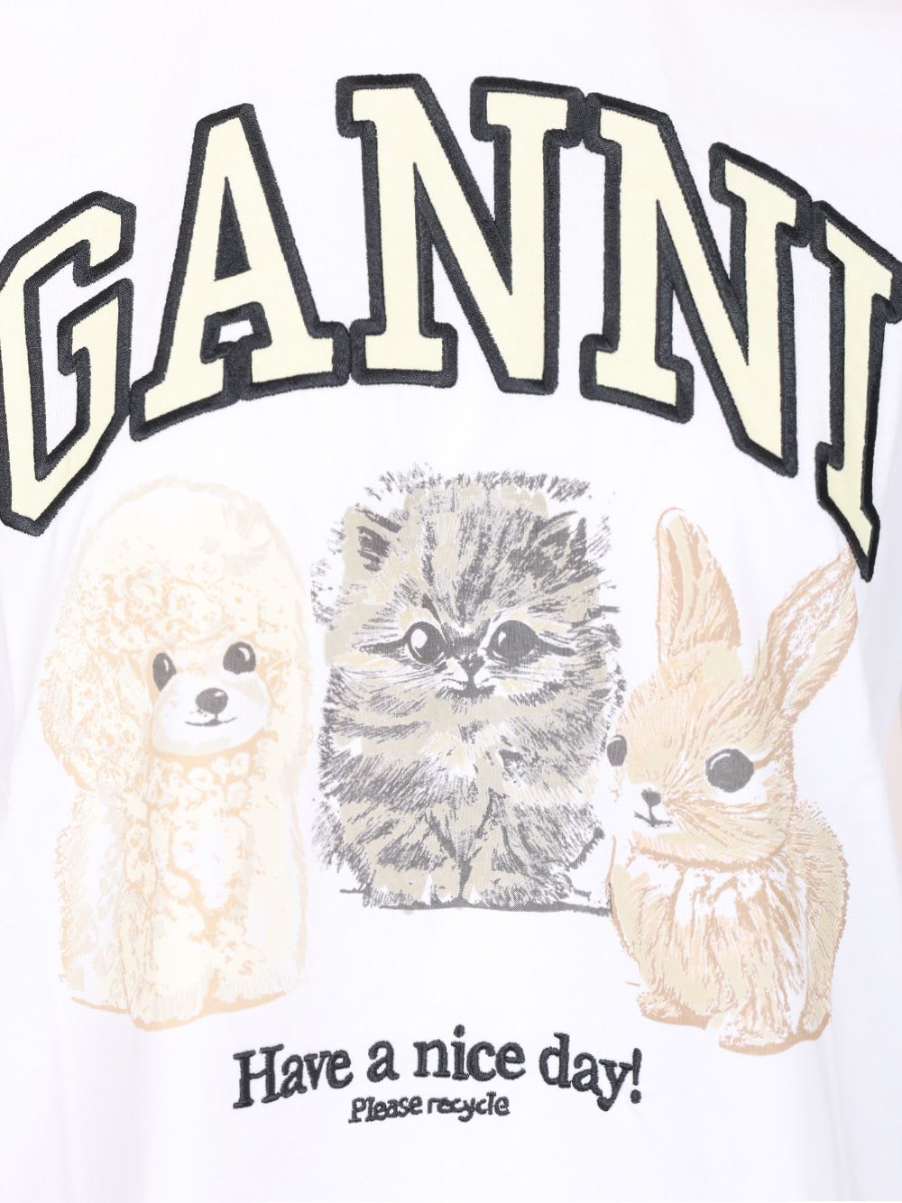 Ganni White Organic Cotton T-shirts In White