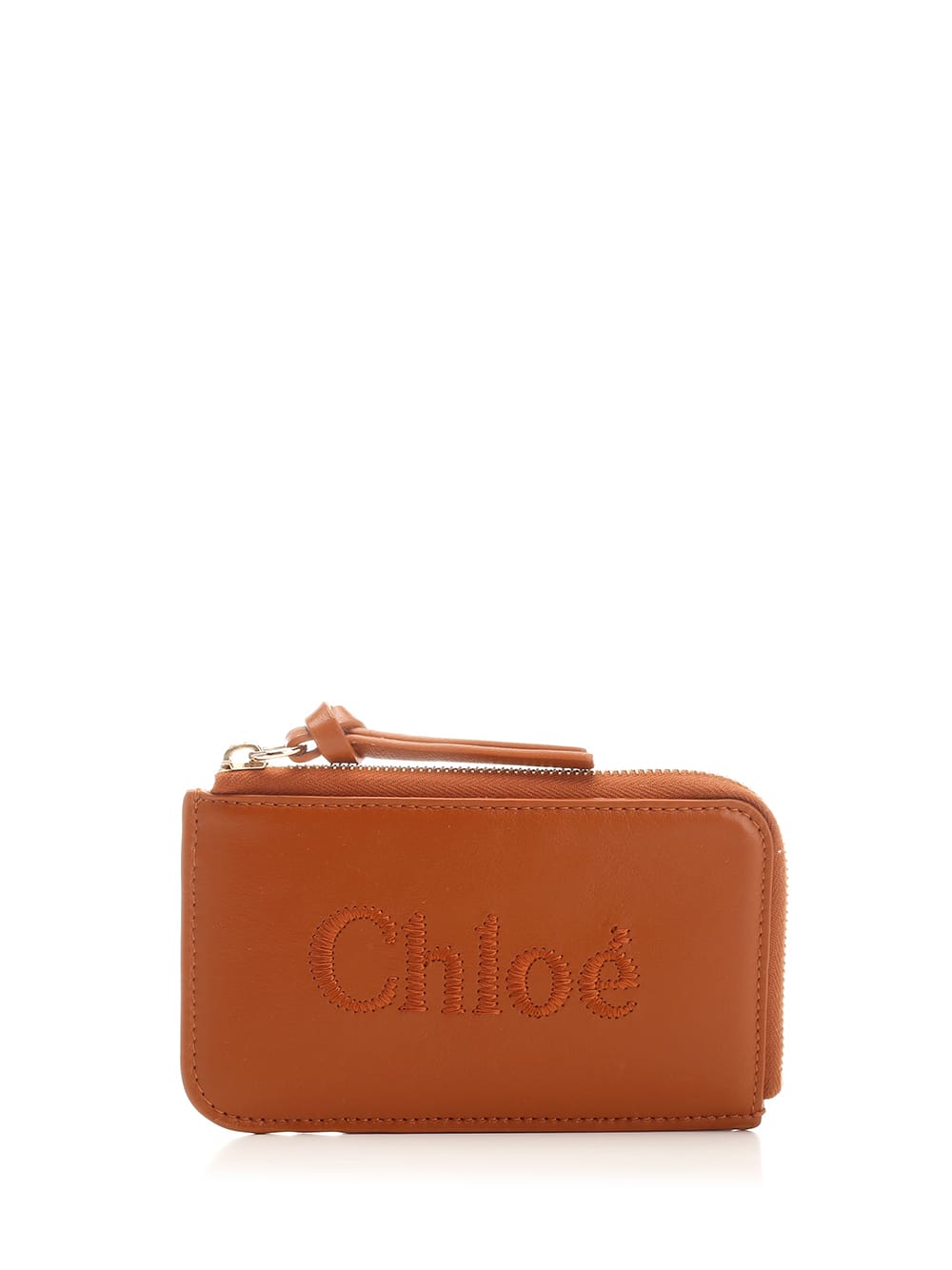 Chloé Zipped Card Case In Marrone
