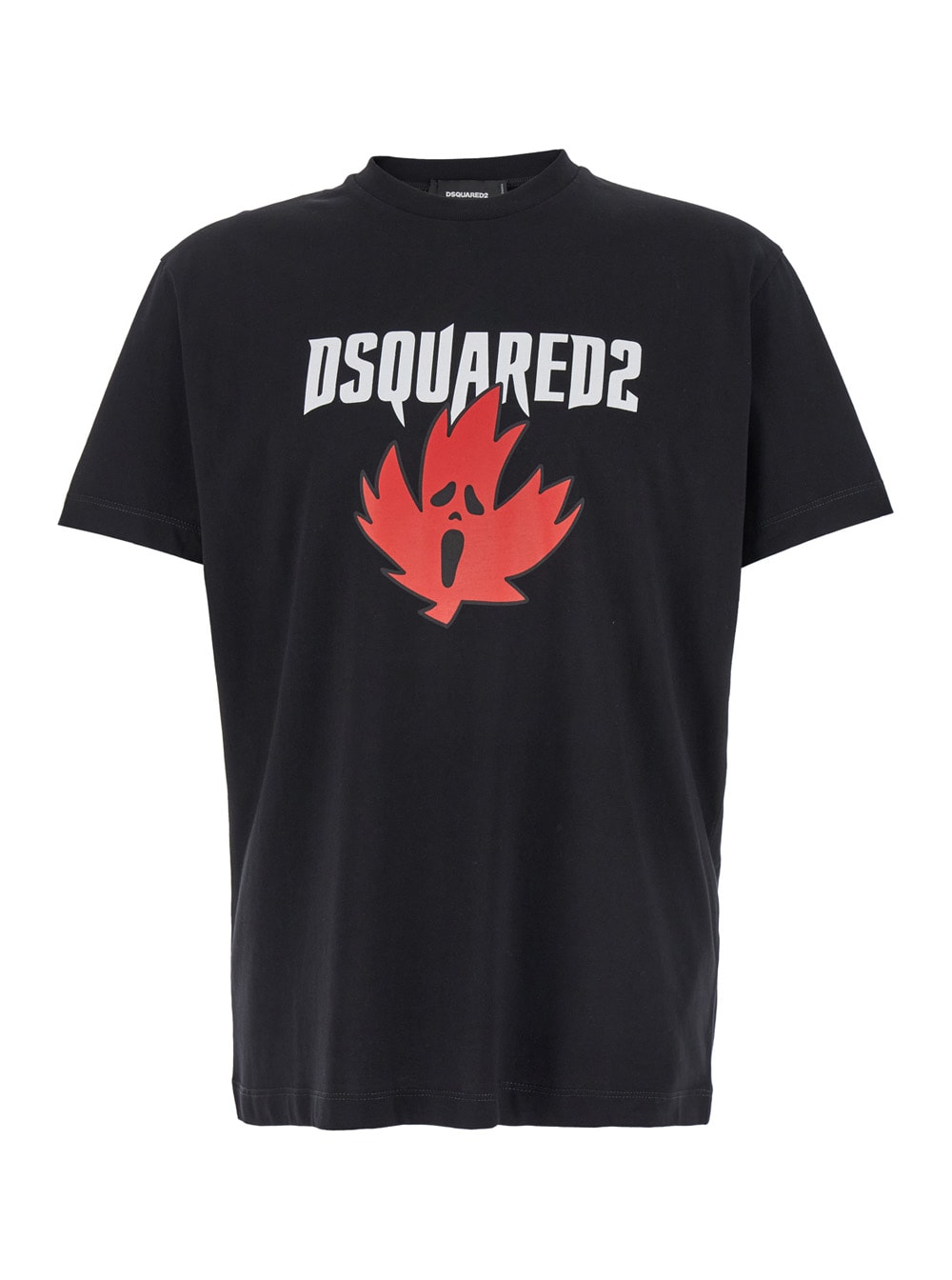 Shop Dsquared2 Black Crewneck T-shirt Witrh Screaming Maple In Cotton Man