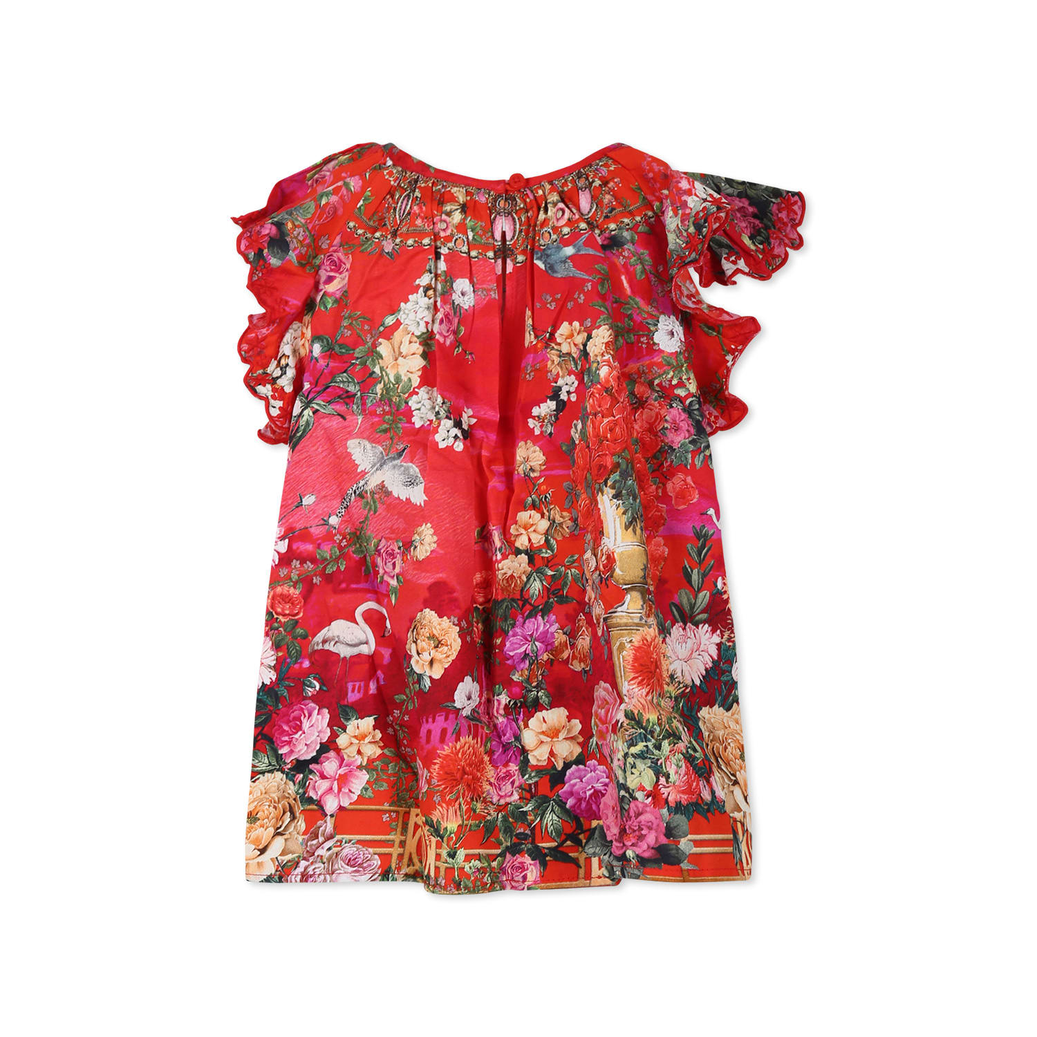 Camilla Frilled-sleeve Blouse In Red