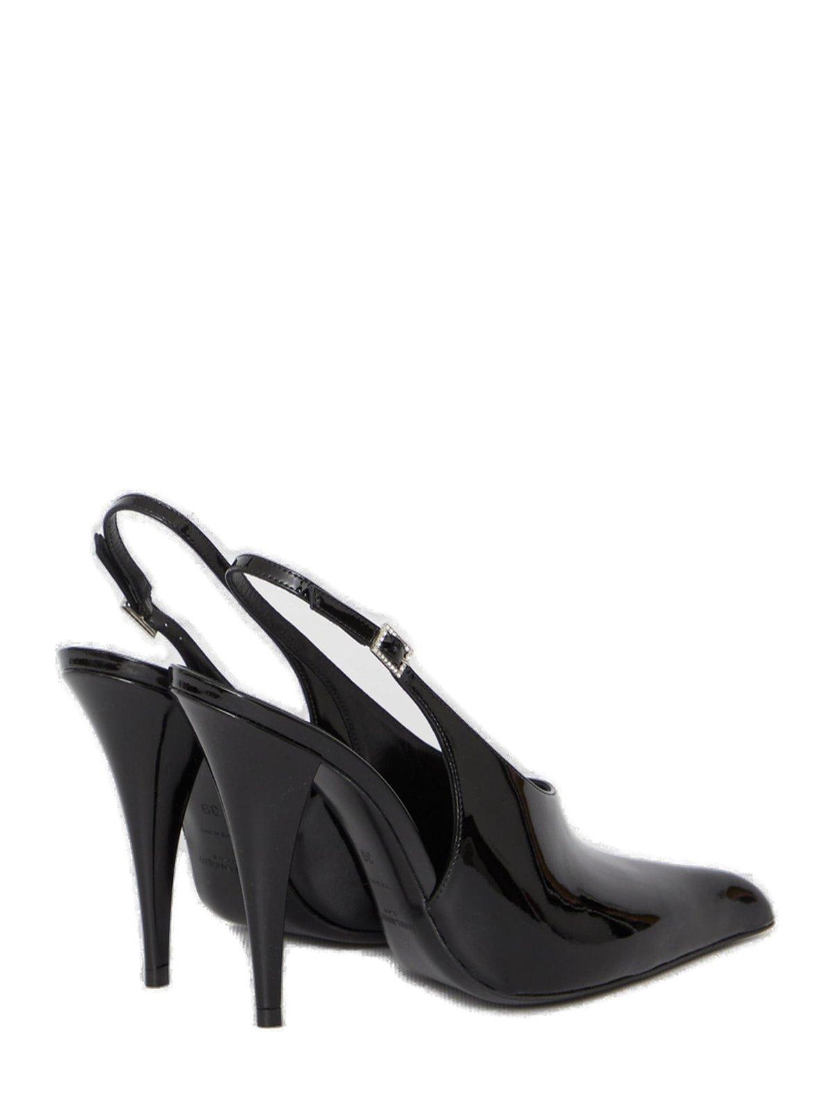 Shop Saint Laurent Raven Pointed-toe Slingback Pumps In Black