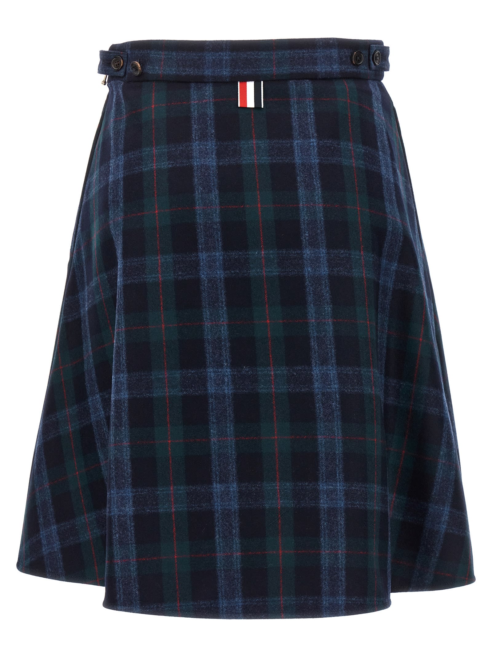 Shop Thom Browne Check Skirt In Navy