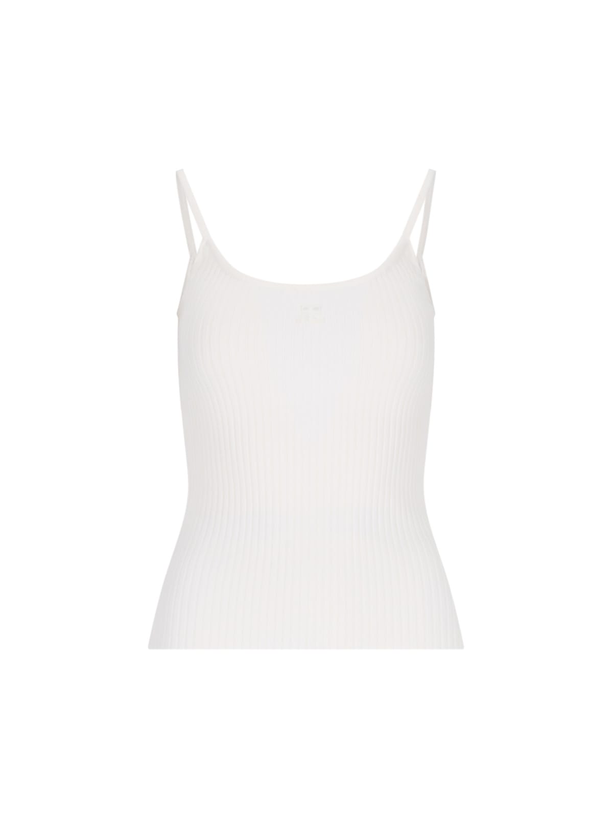 Shop Courrèges Ribbed Logo Top In White