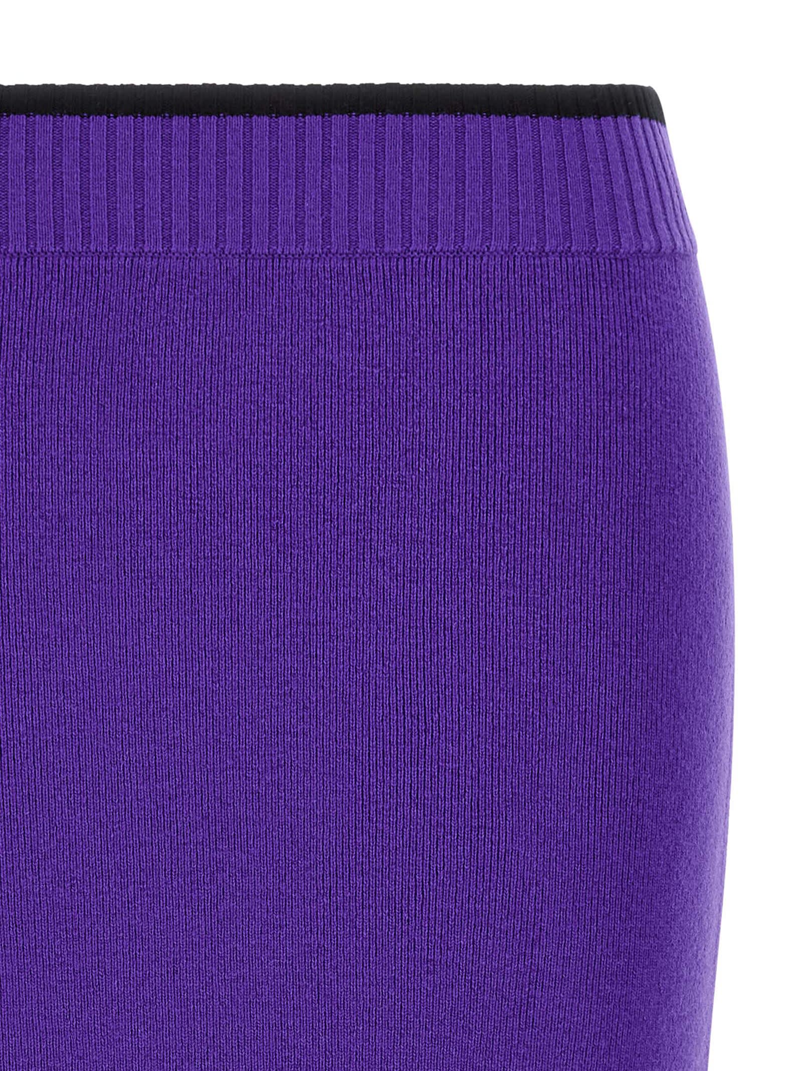 Pinko Fitted Midi Skirt With Ribbed Waistband In Purple