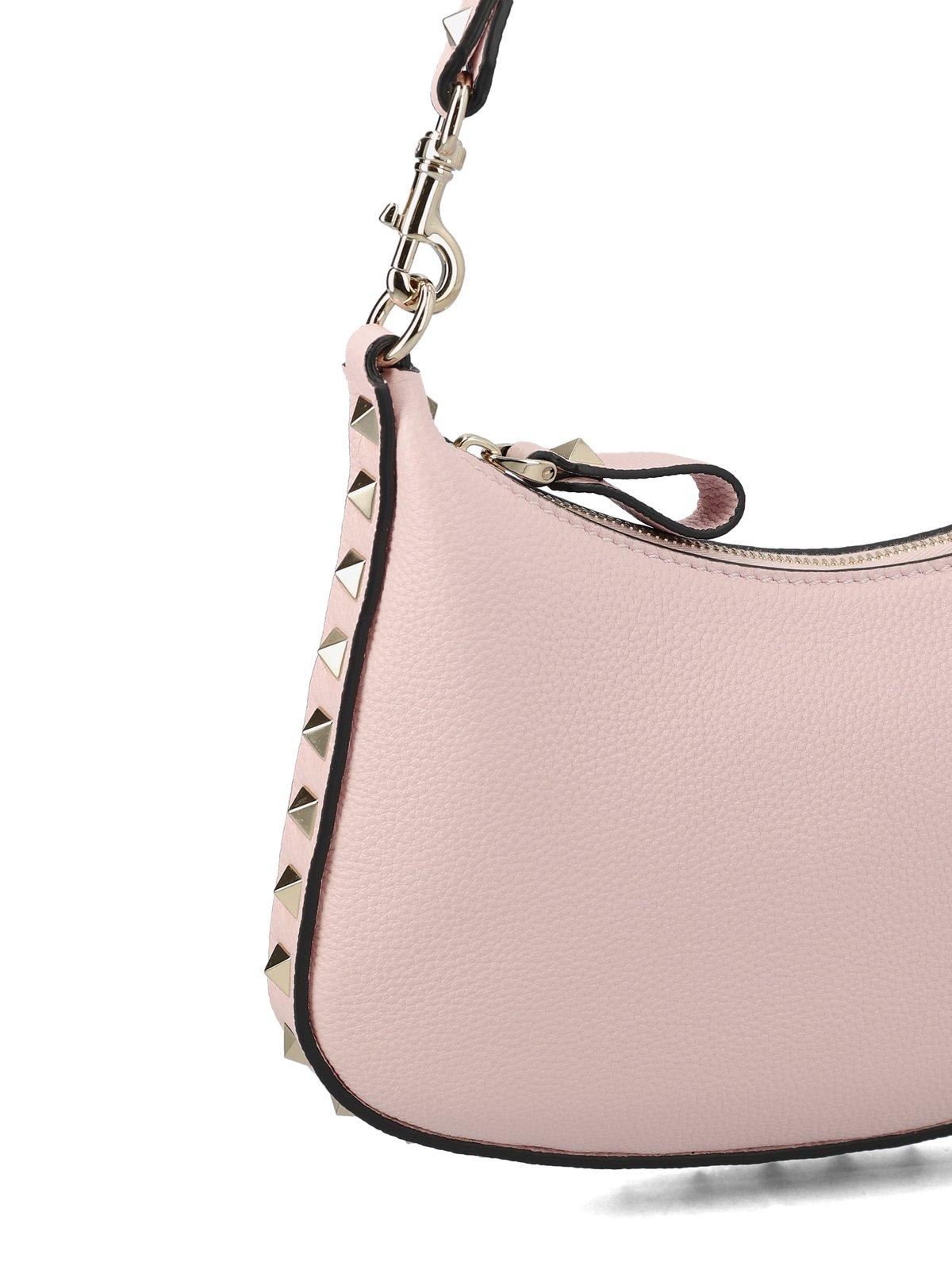 Shop Valentino Garavani Rockstud Zip-up Shoulder Bag In Pink