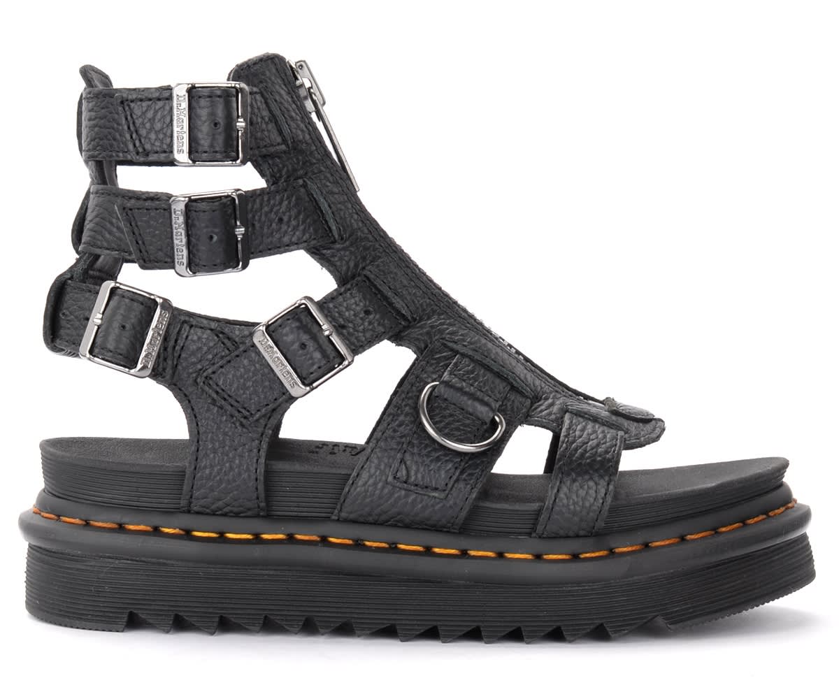 Buy Dr. Martens Dr Martens Olson Sandals In Black Leather online, shop Dr. Martens shoes with free shipping