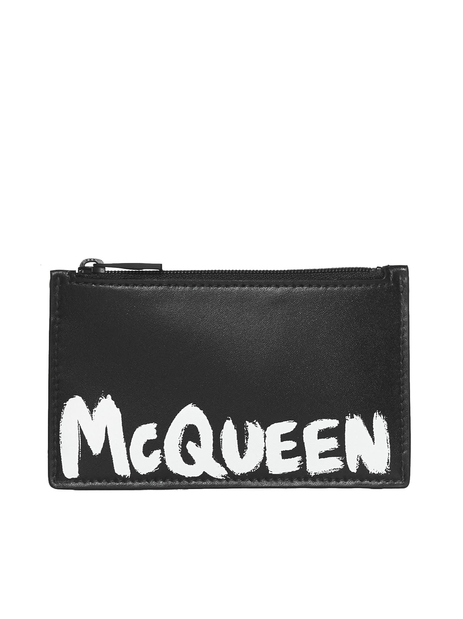 Shop Alexander Mcqueen Wallet In Black Whtite