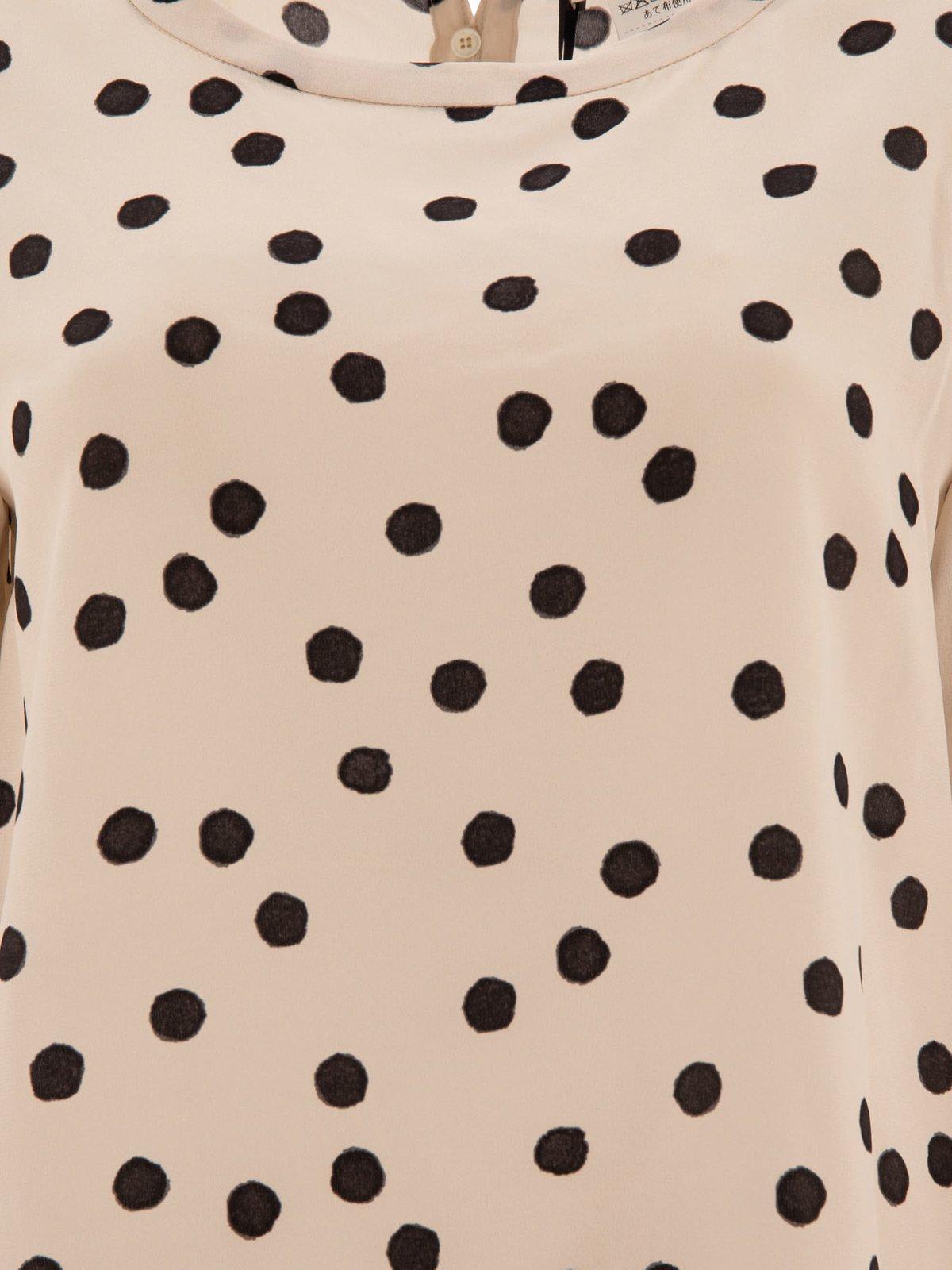 Shop 's Max Mara All-over Dot Printed Crewneck Top In Beige