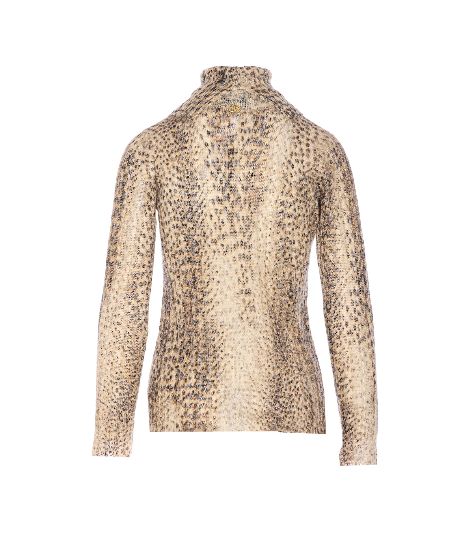 Twinset Twin-set Turtle Neck Sweater Print In Brown