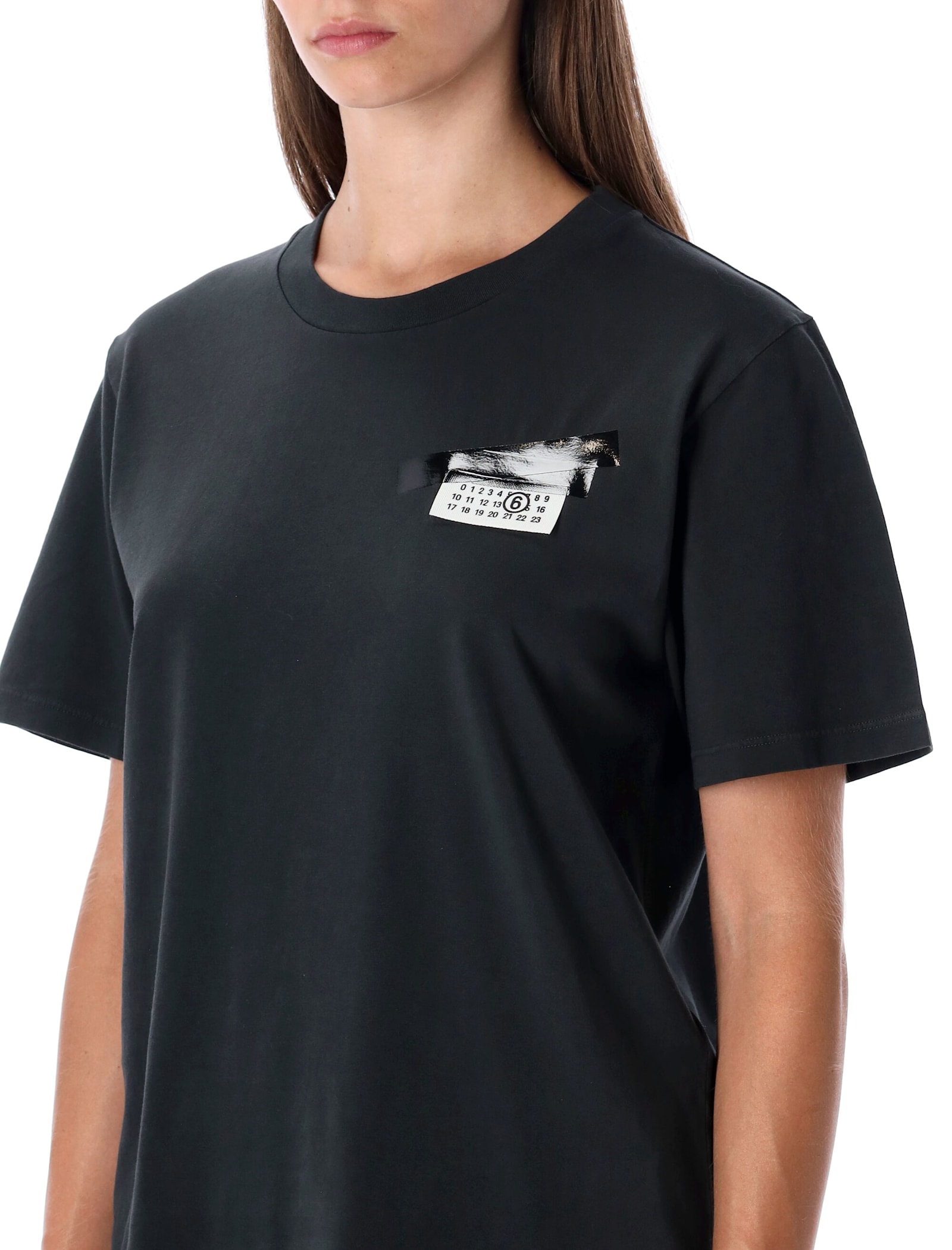 Mm6 Maison Margiela Mm6 Cotton Logo T-shirt In Black