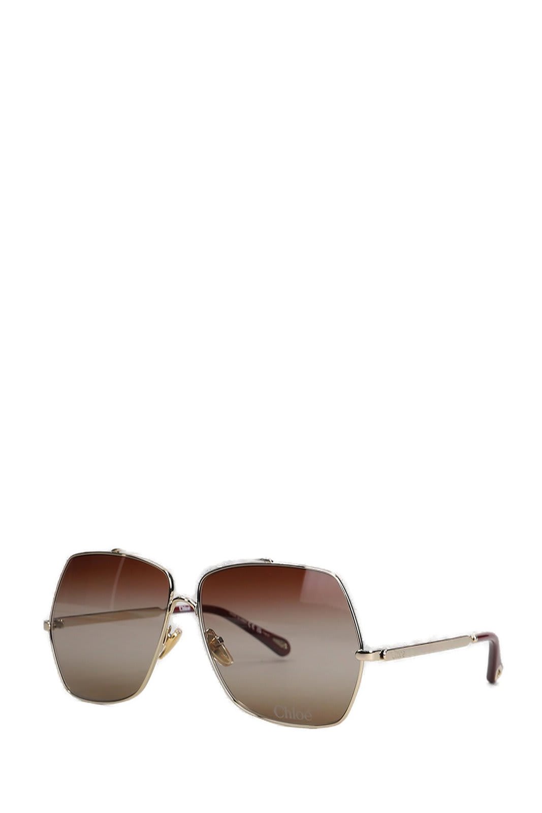 Shop Chloé Square Frame Sunglasses In Gold/gold/brown