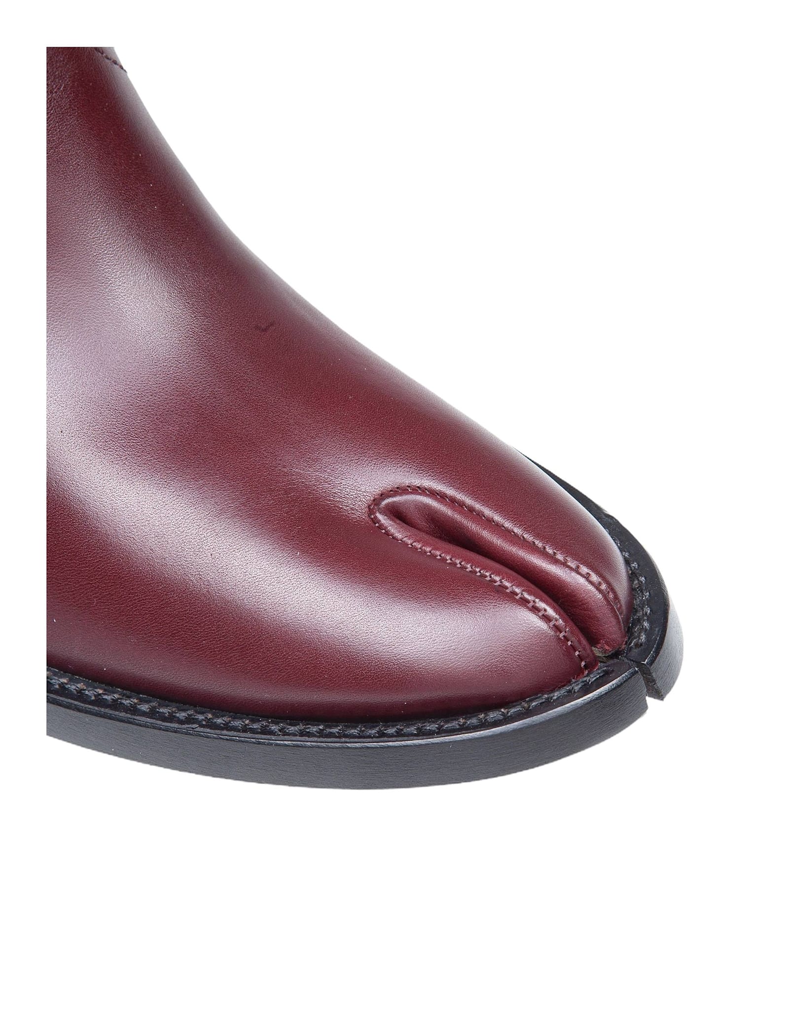 Shop Maison Margiela Tabi Texan Boot In Leather Color Bordeaux