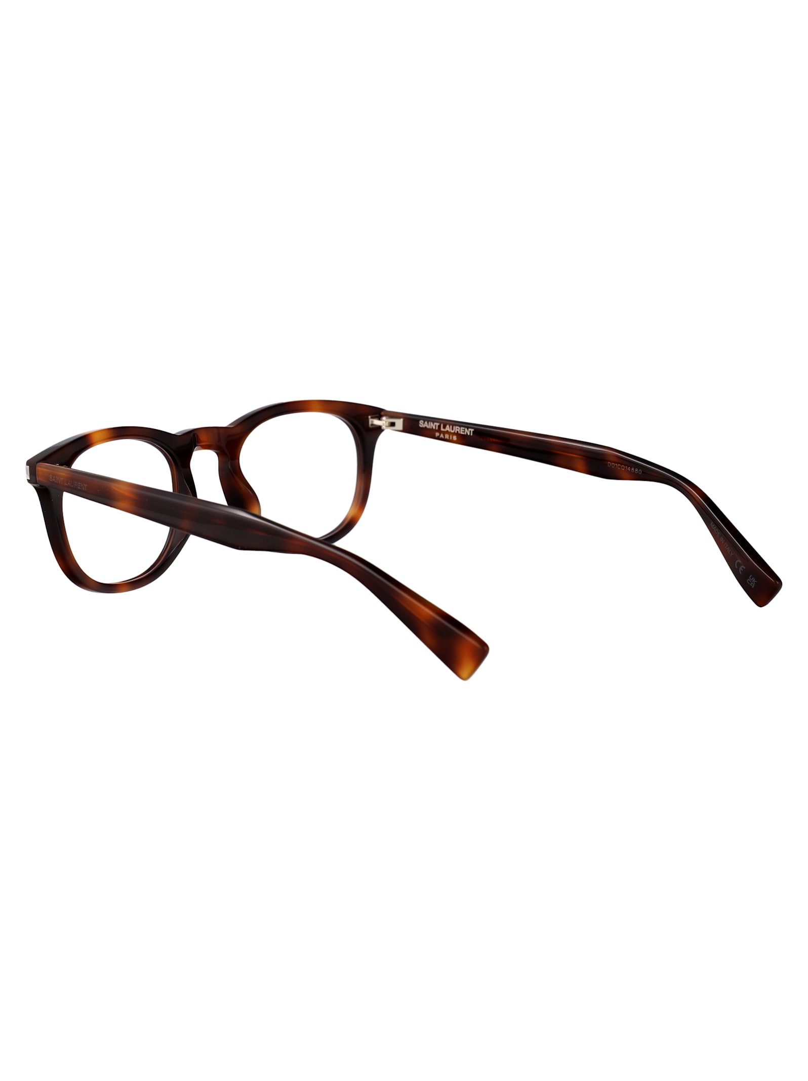 Saint Laurent Havana-havana-transparent Recycled Acetate Glasses In Transparent