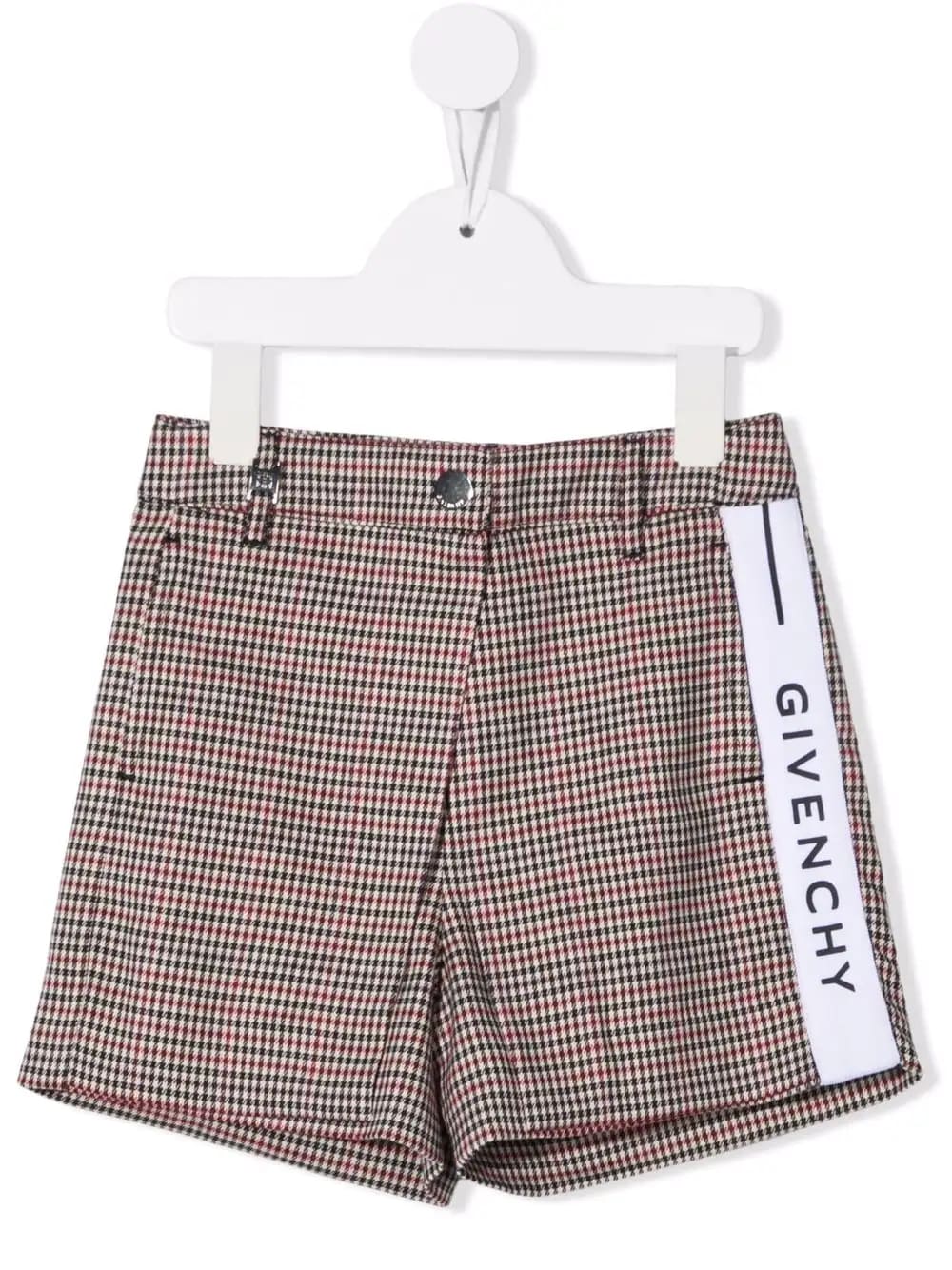 Givenchy Kids Shorts With Logo Tape And Multicolored Tattersall Motif