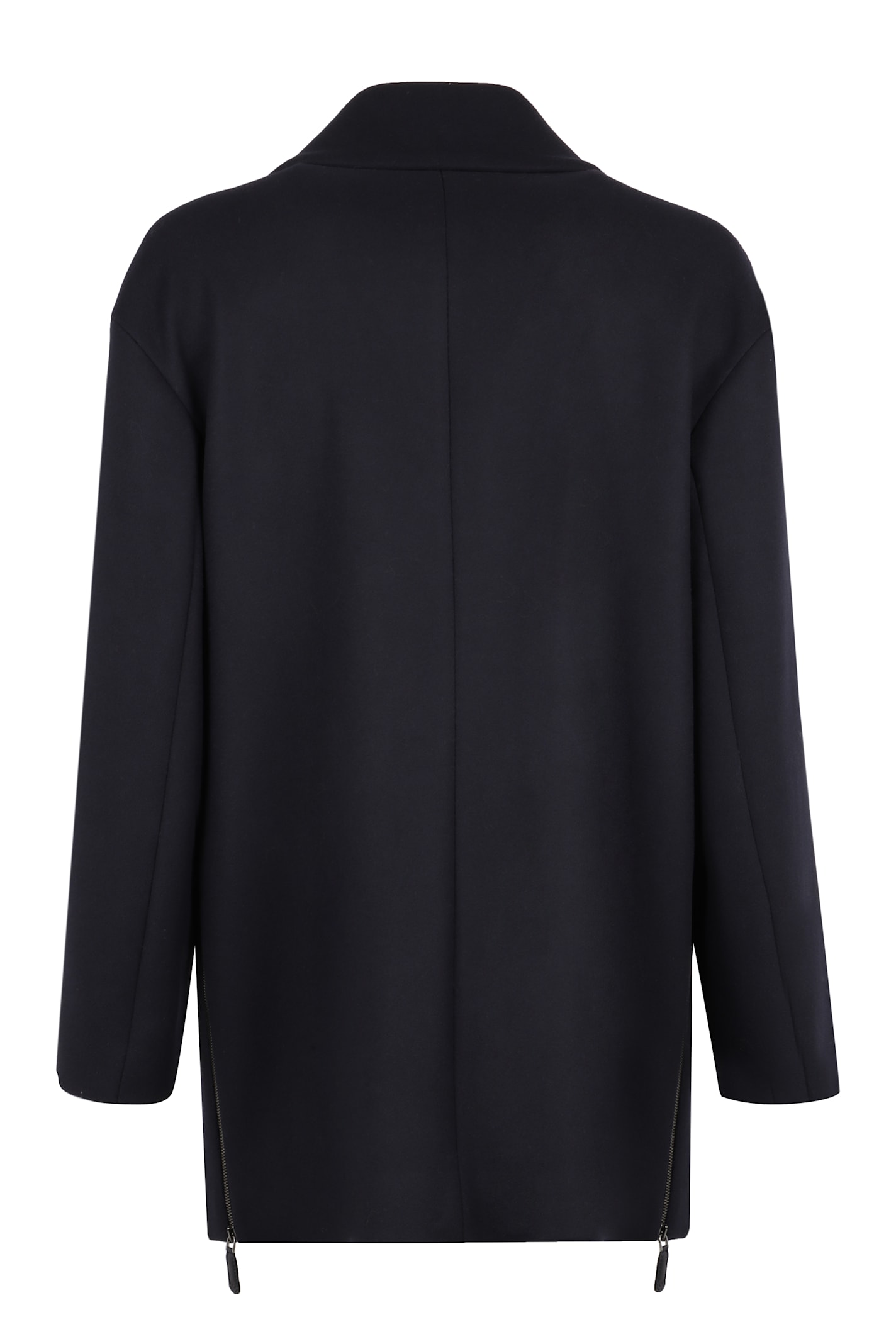 Giorgio Armani Lapel Collar Double-breasted Peacoat In Black