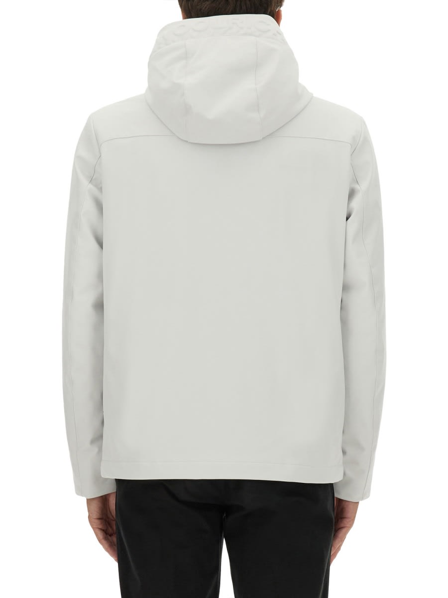 Woolrich Hooded Jacket With Long Sleeves And Pockets In Gray