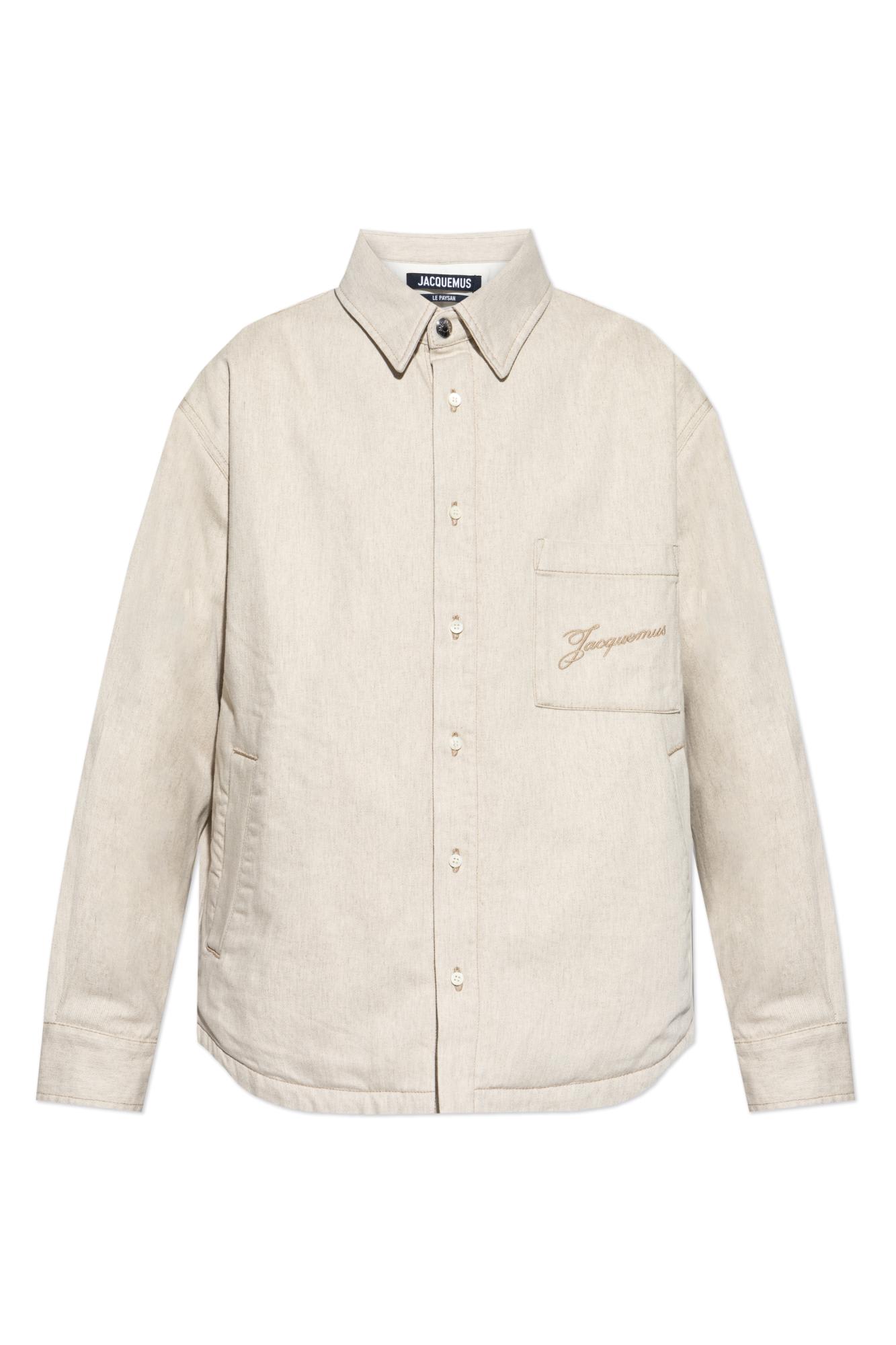 Jacquemus Button-down Shirt Curved Hemline Long Sleeves In Neutral