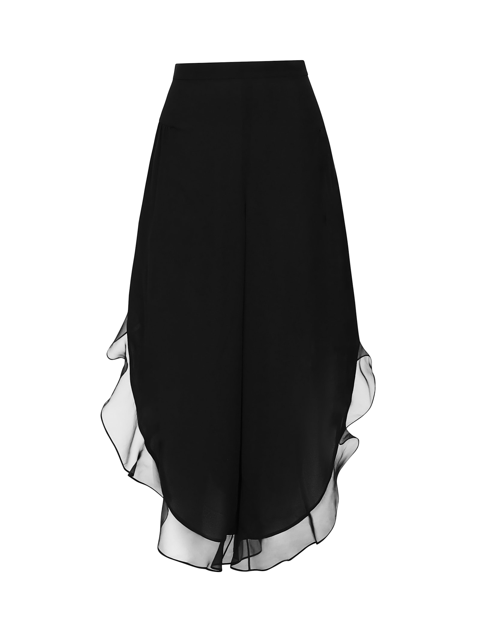 Valentino Garavani Black Pants With Rear Zip Closure And Ruched Details In Silk Woman