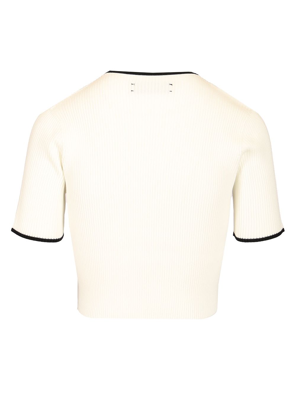 Amiri Crewneck Crop Top Contrast Trim In White