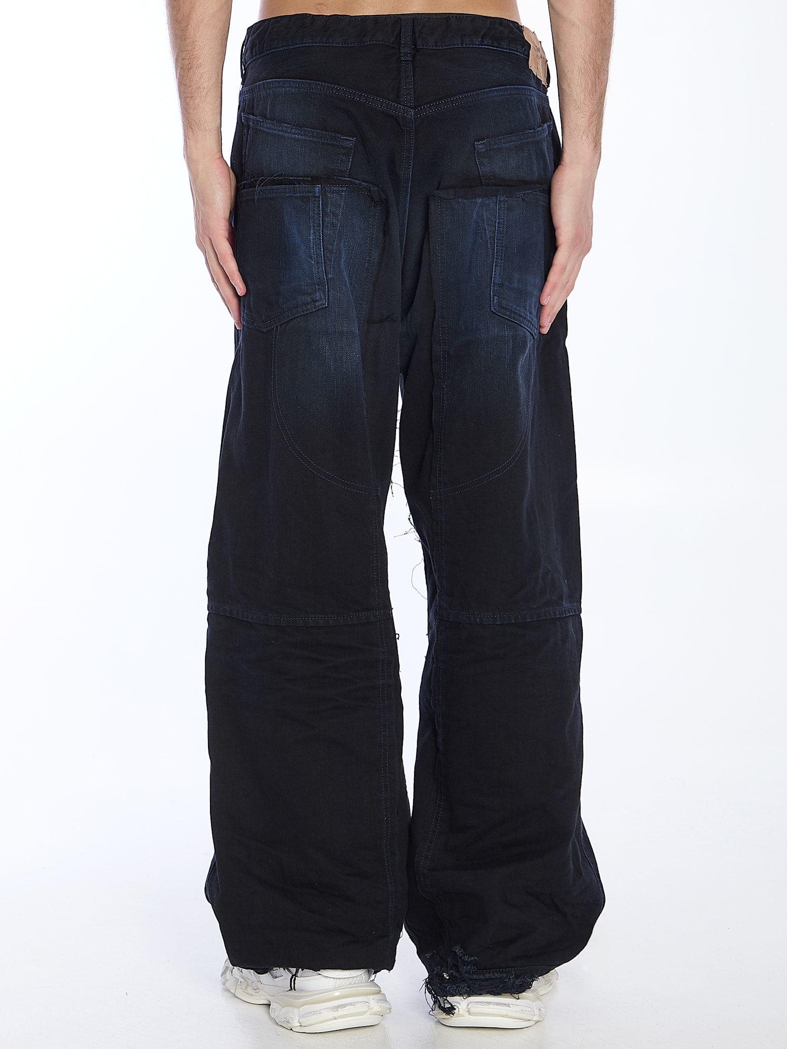 Shop Balenciaga Double Knee Jeans In Black