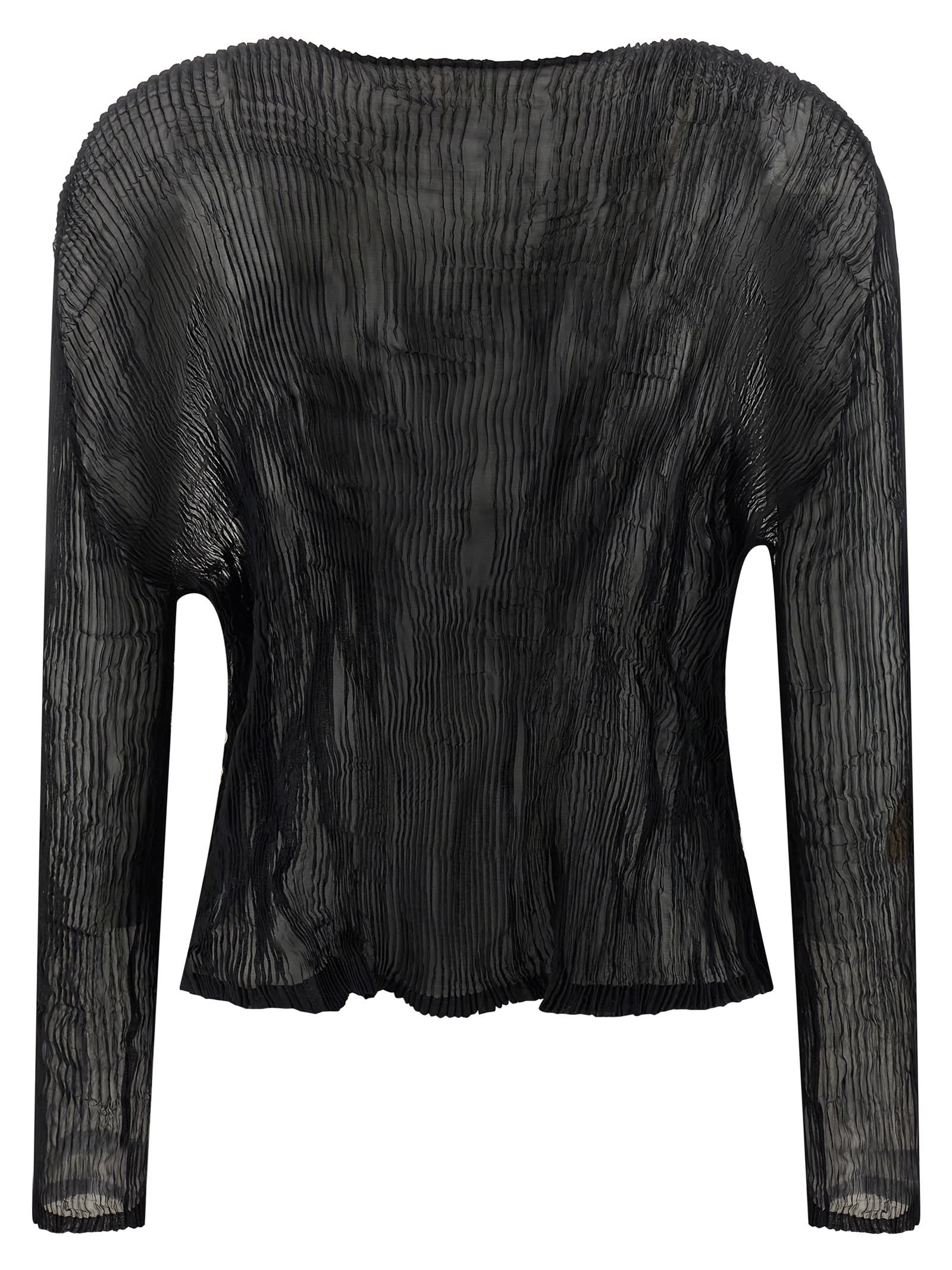 Issey Miyake Chiffon Twist Cardigan In Black