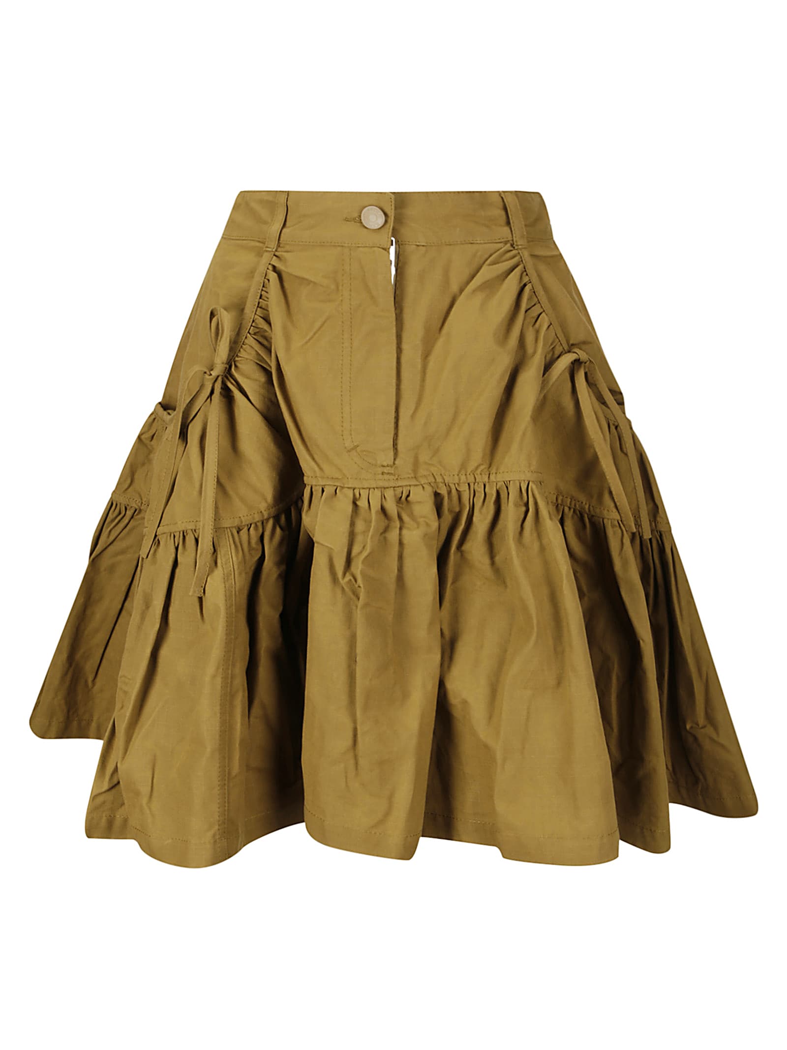 Shop Cecilie Bahnsen Gloria Skirt Ripstop Cotton Ochre