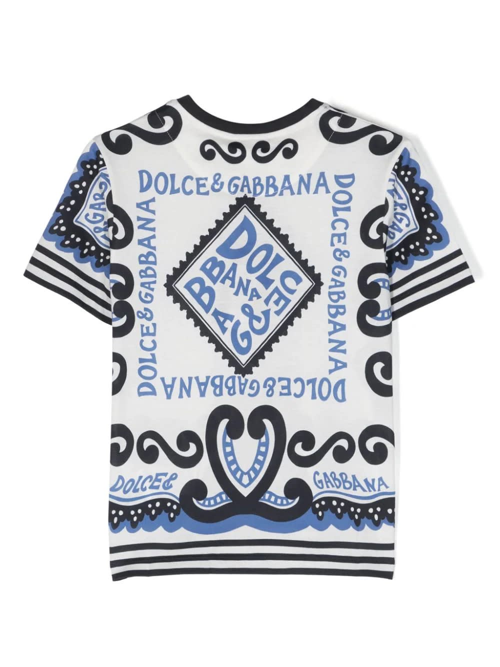 Shop Dolce & Gabbana Jersey T-shirt With Marina Print In Blue