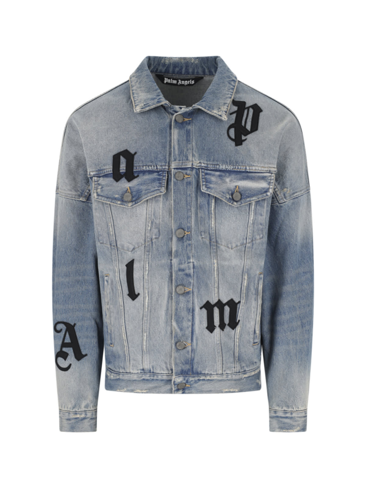 PALM ANGELS DENIM JACKET WITH PATCHES