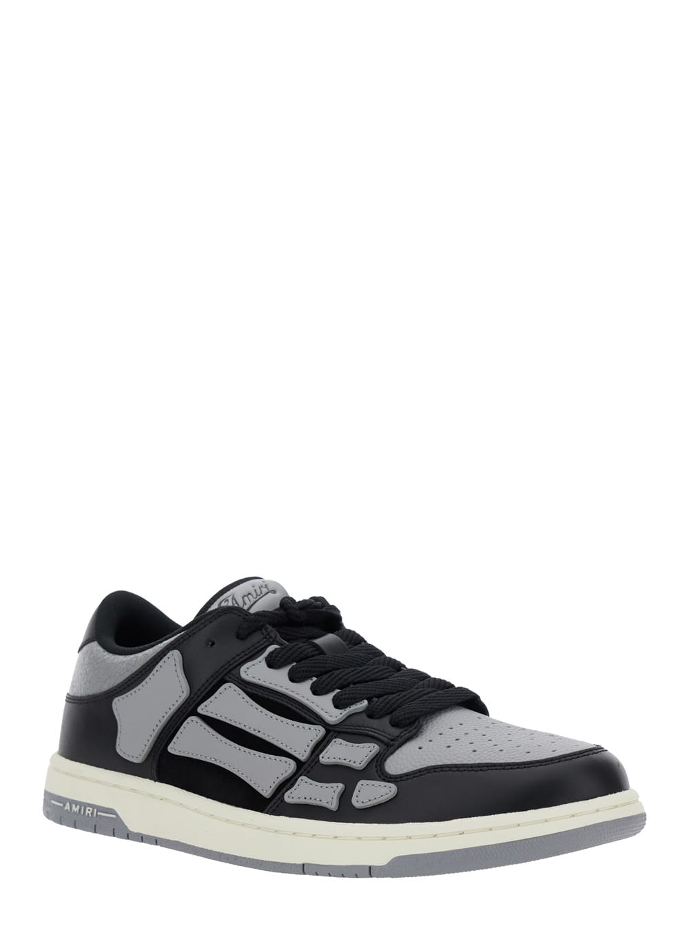 Amiri 'skel Top Low' Black Sneakers With Skeleton Patch In Black