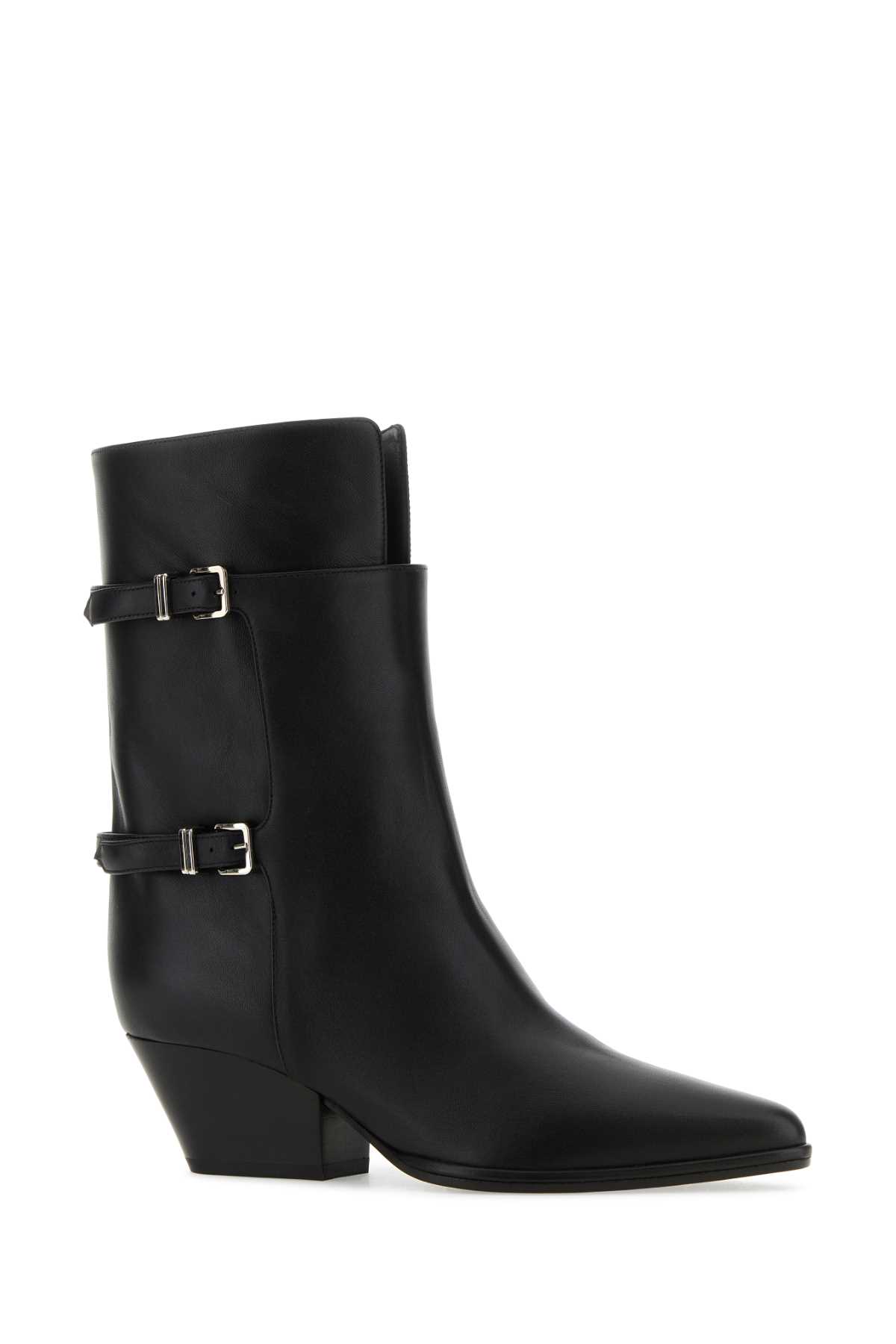 Shop Sergio Rossi Black Leather Thalestris Ankle Boots In 1000