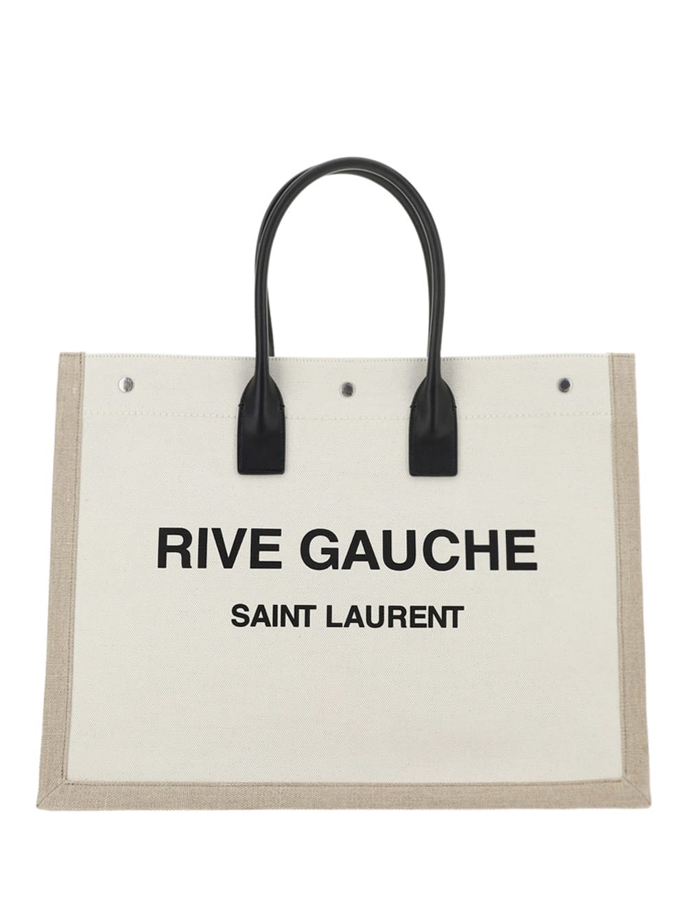 Saint Laurent Logo-print Tote-bag In Greggio/naturale/ner