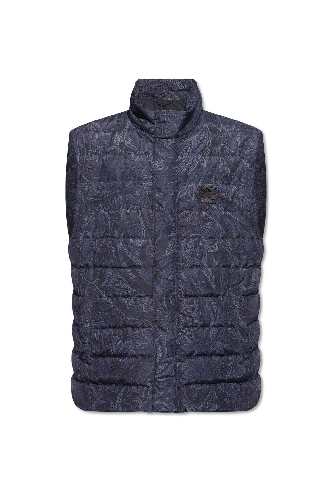 Paisley Print Quilted Down Vest