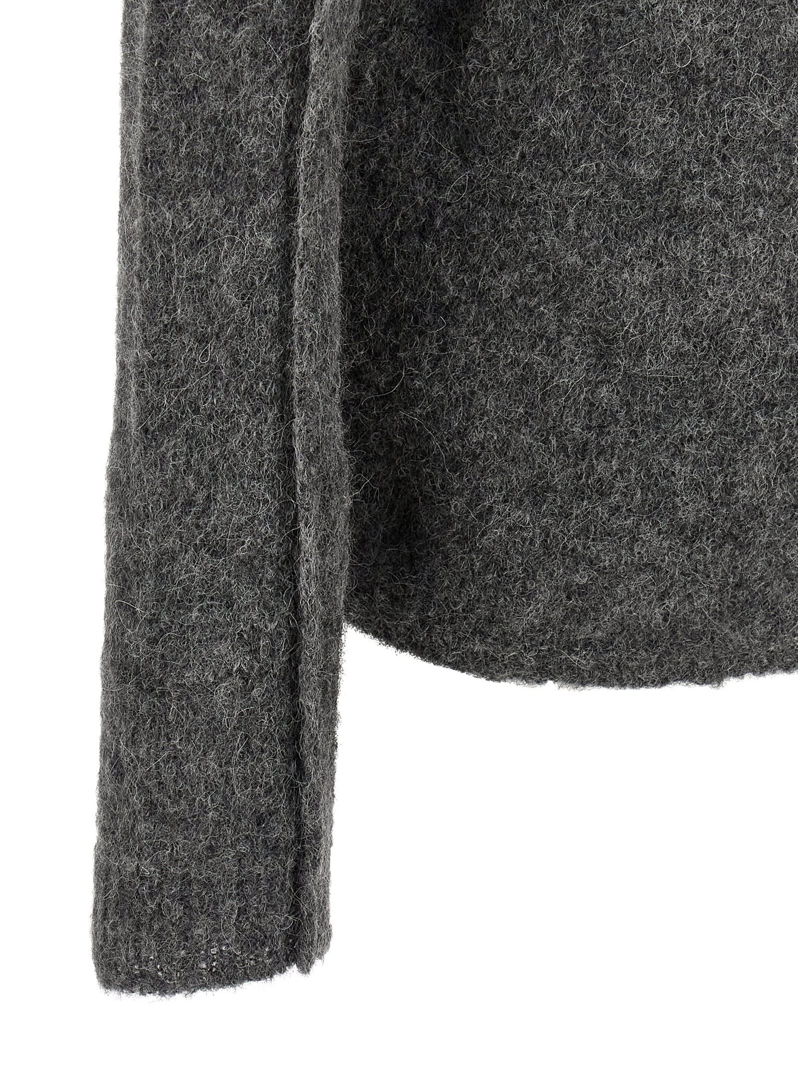 Thom Krom Textured Grey Alpaca Blend Hooded Sweater In Black