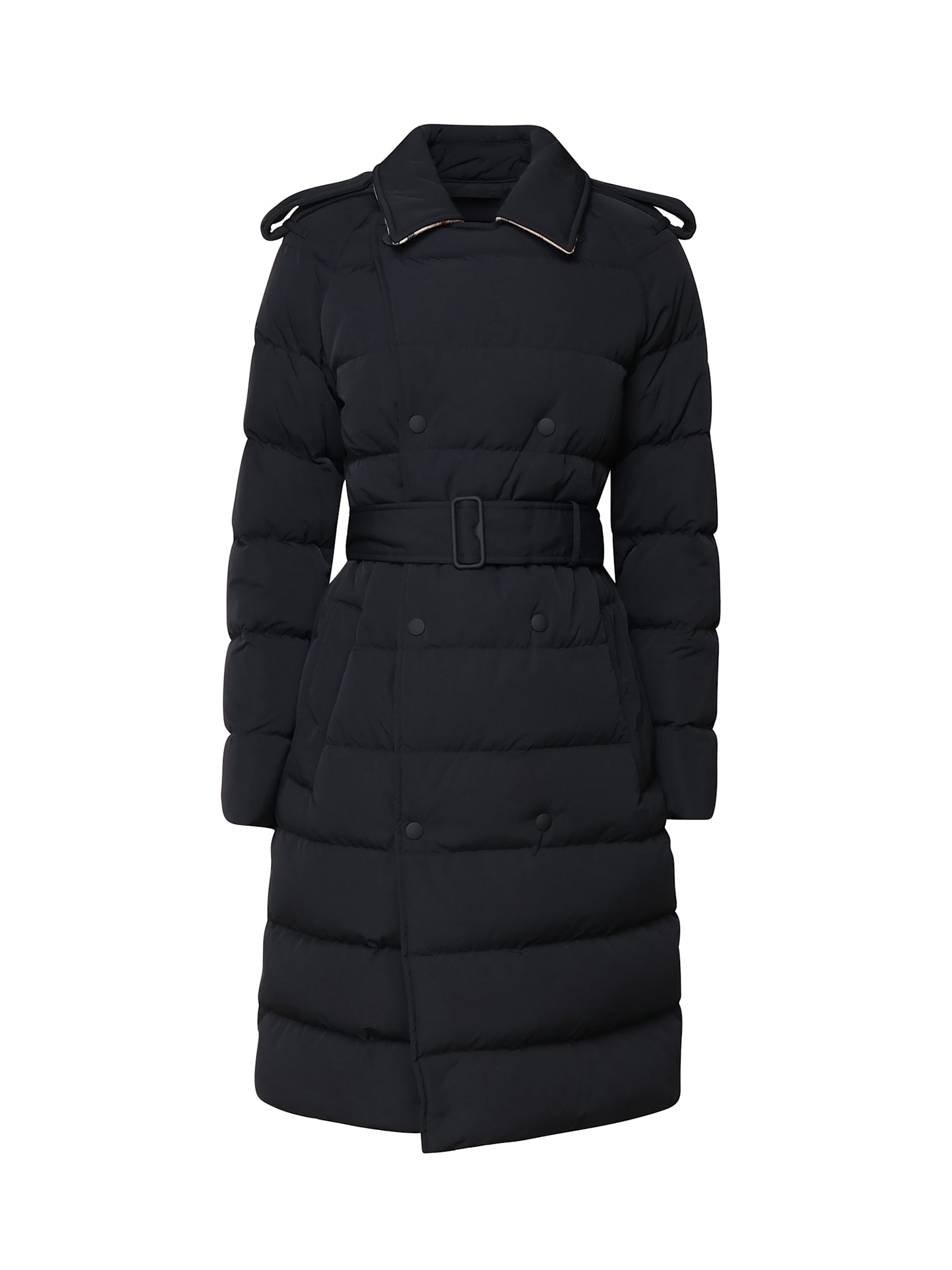 Shop Burberry Padded Long Jacket In Blue