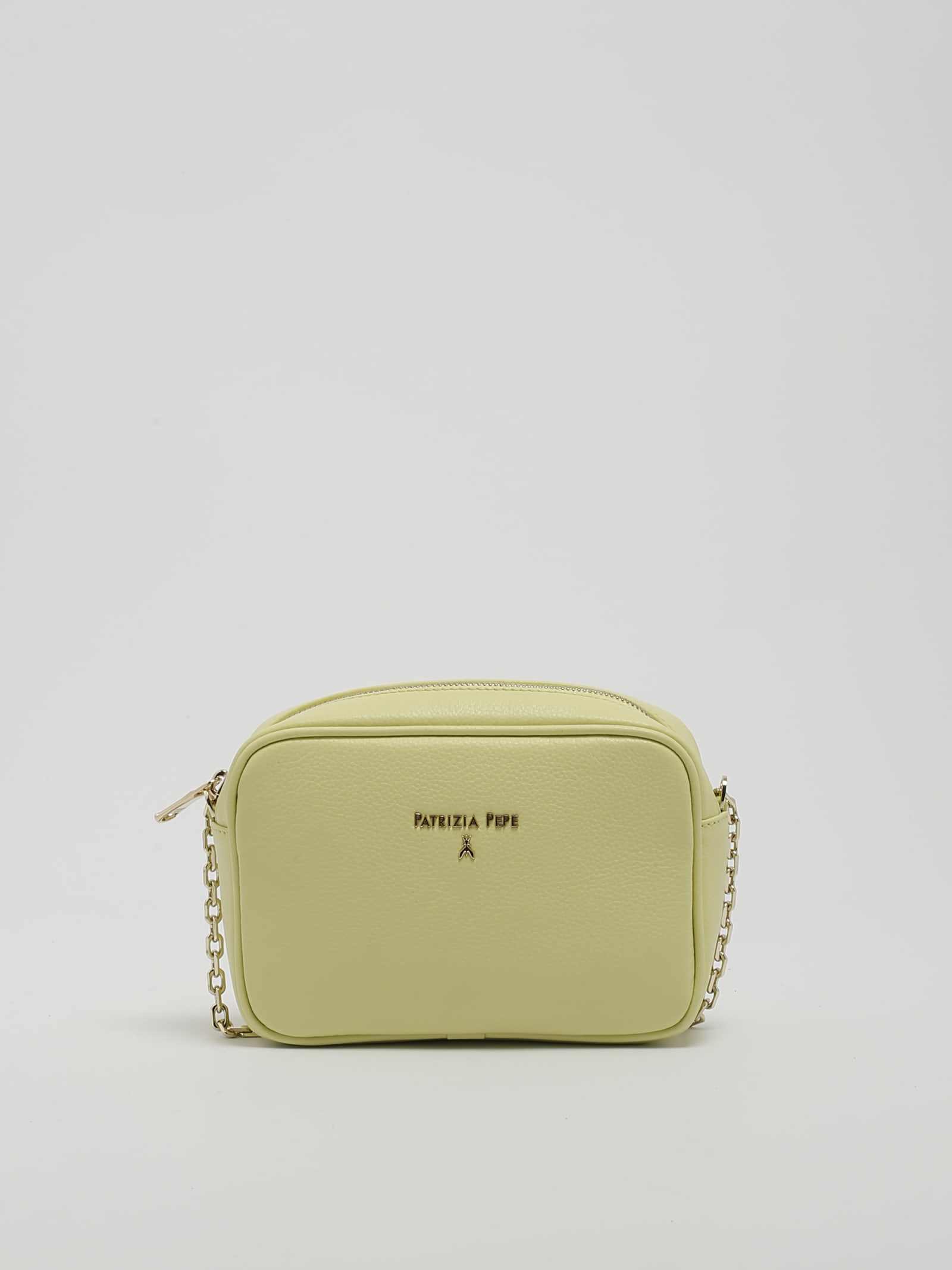 Patrizia Pepe Leather Clutch In Lime
