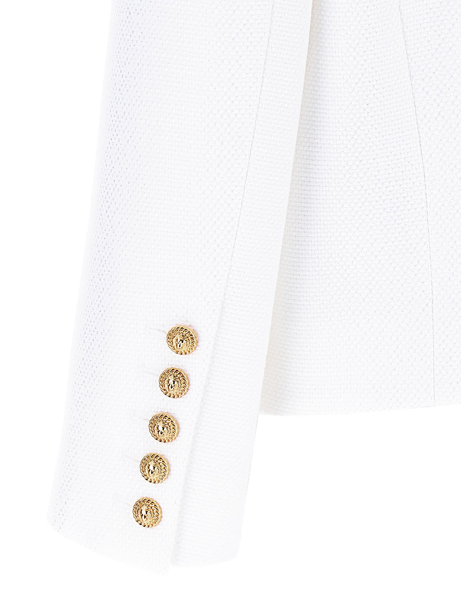 Balmain Double-breasted Spencer Jacket Gold Buttons In White