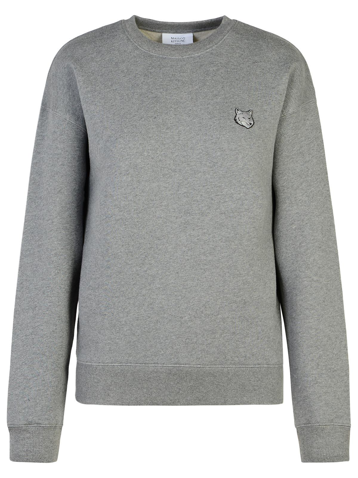 Shop Maison Kitsuné Bold Fox Head Grey Cotton Sweatshirt