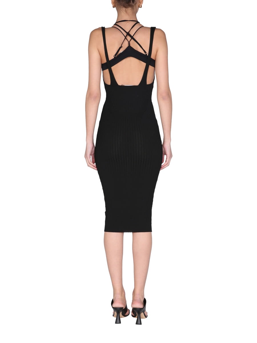 Shop Andreädamo Ribbed Skirt With Straps In Black