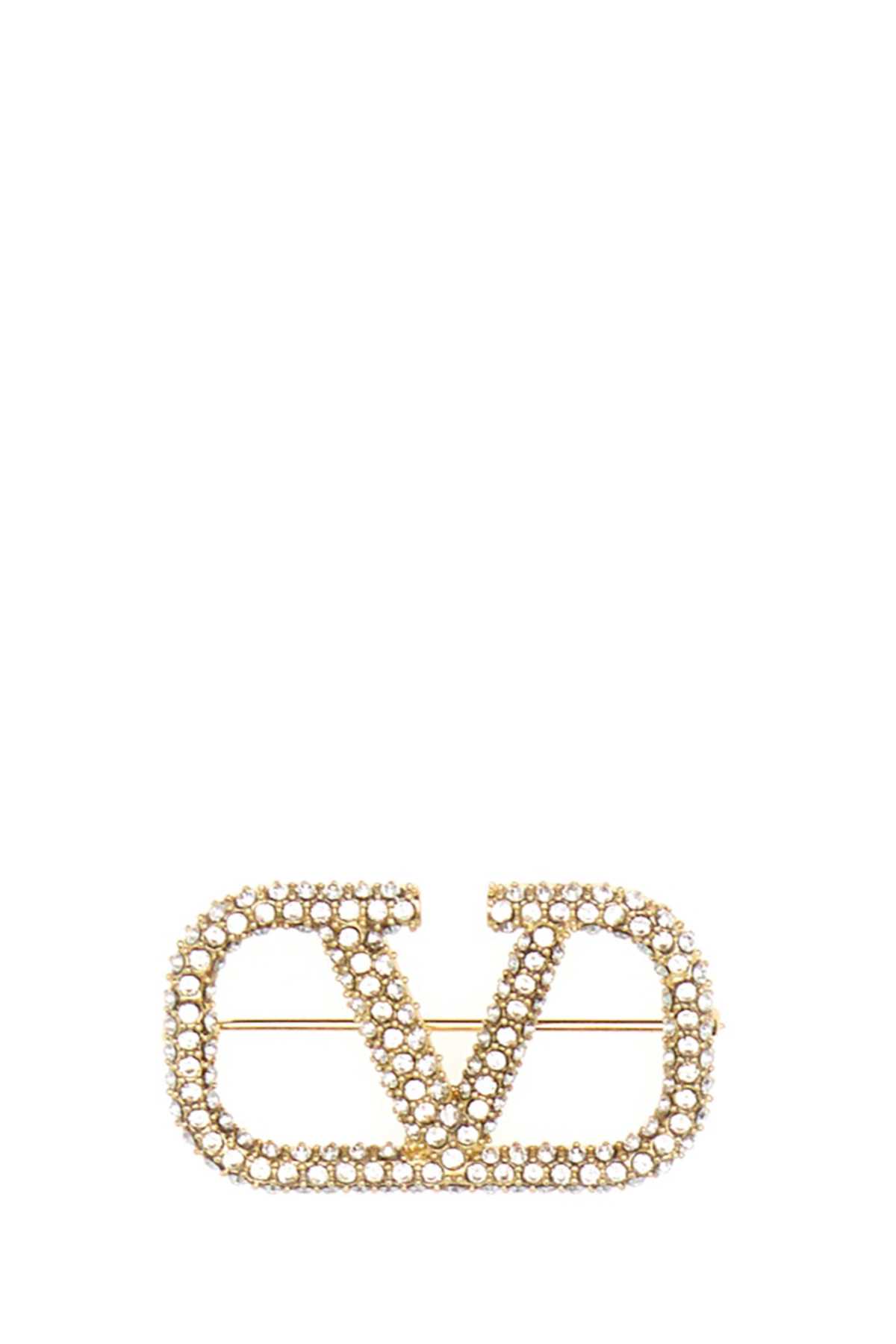 Embellished Metal Vlogo Brooch