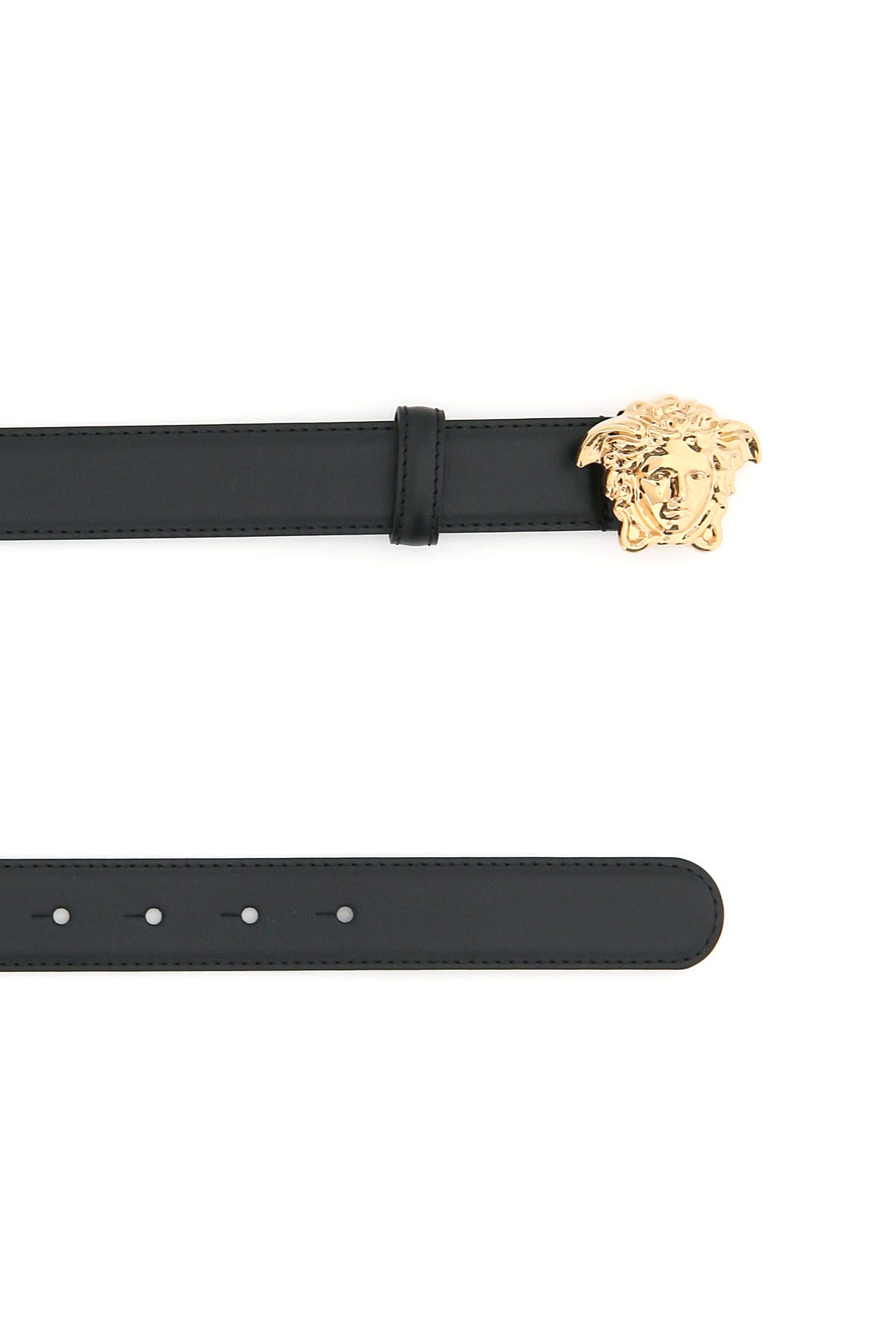Shop Versace La Medusa Leather Belt In Black  Gold (black)