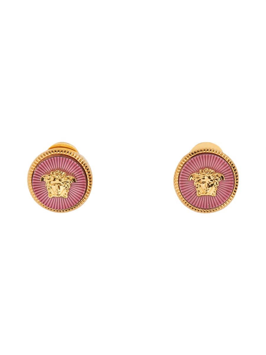 Shop Versace Biggie Jellyfish Button Earrings In Fuchsia