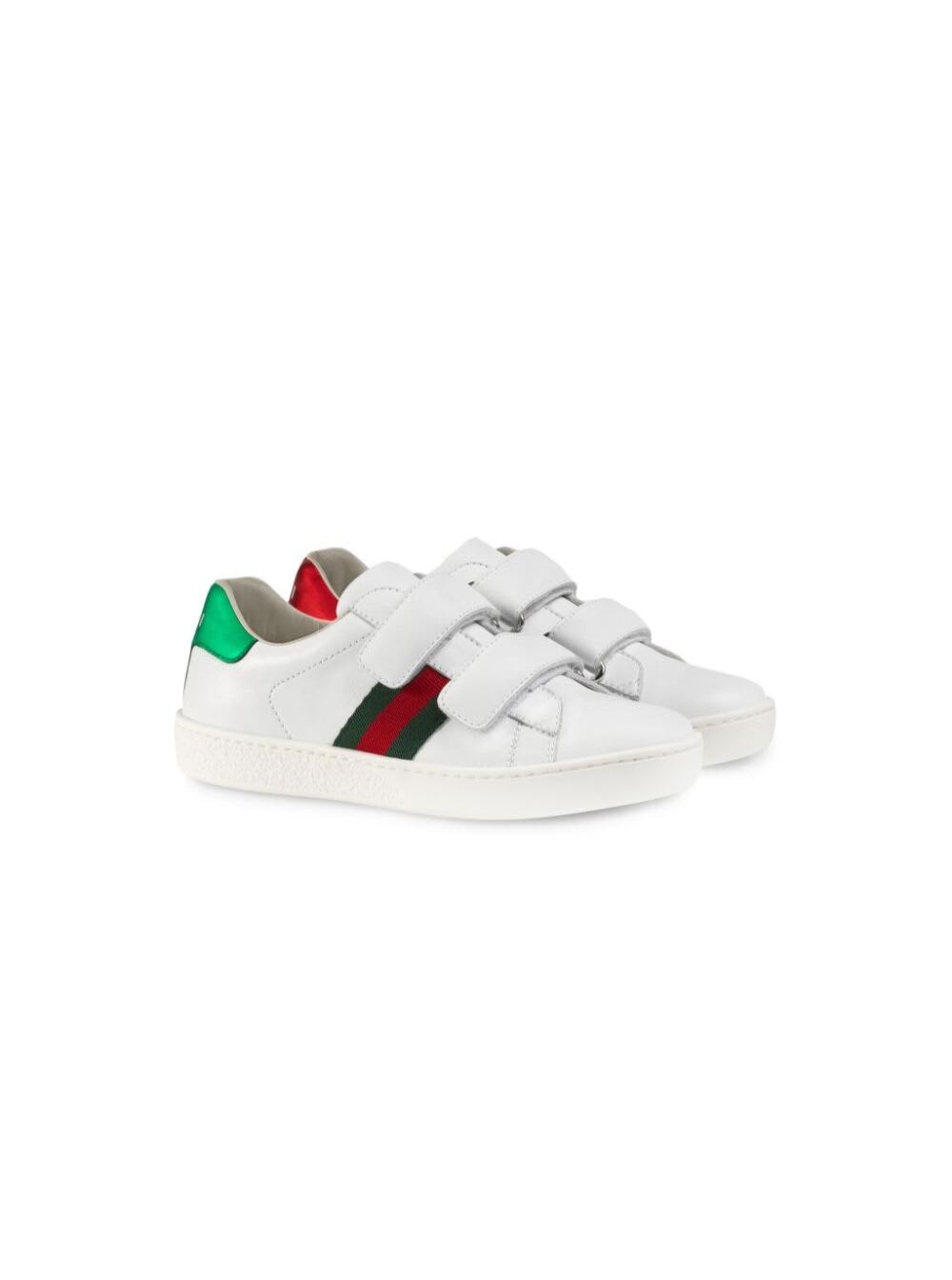 Gucci Kids' Ace Leather Sneakers In White