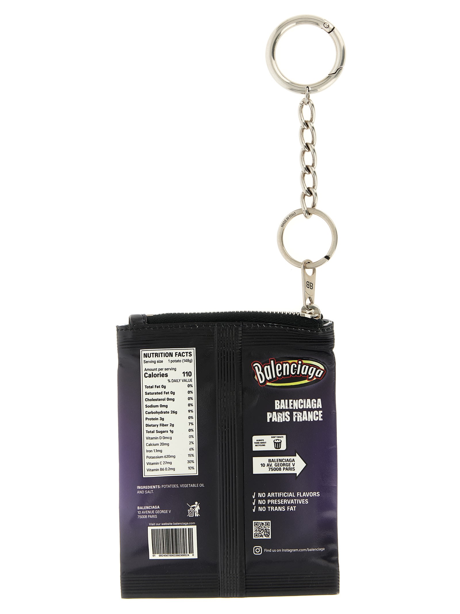 Balenciaga Keyring With Printed Design And Chain In Purple