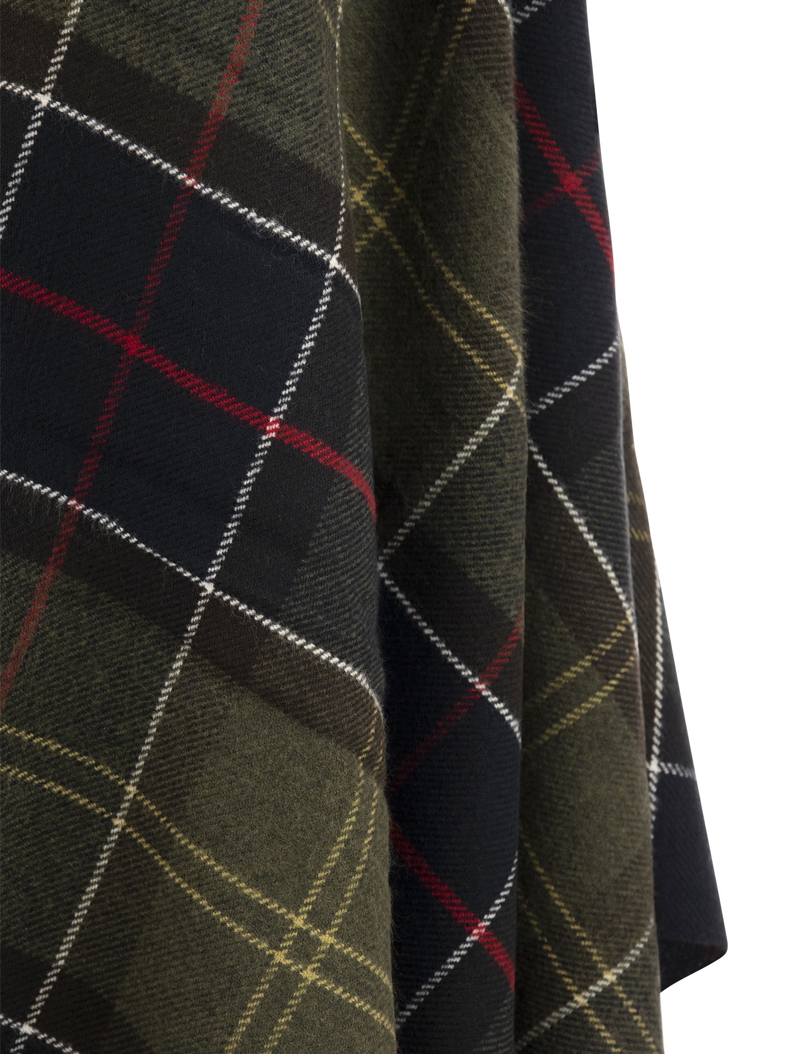 Barbour Acrylic Cape With Tartan Pattern In Green